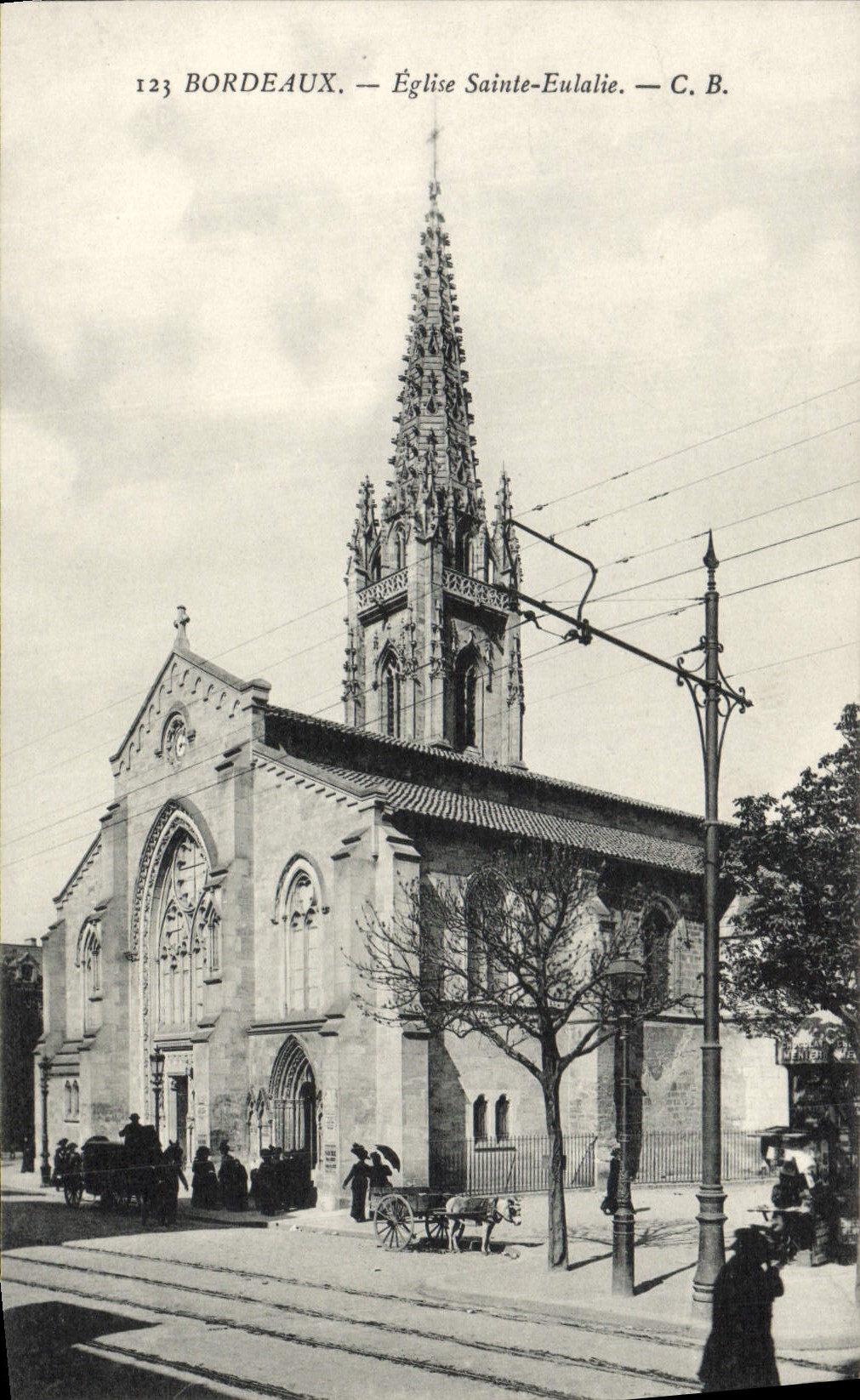 CPA Bordeaux Eglise Saint Eulalie Attelage