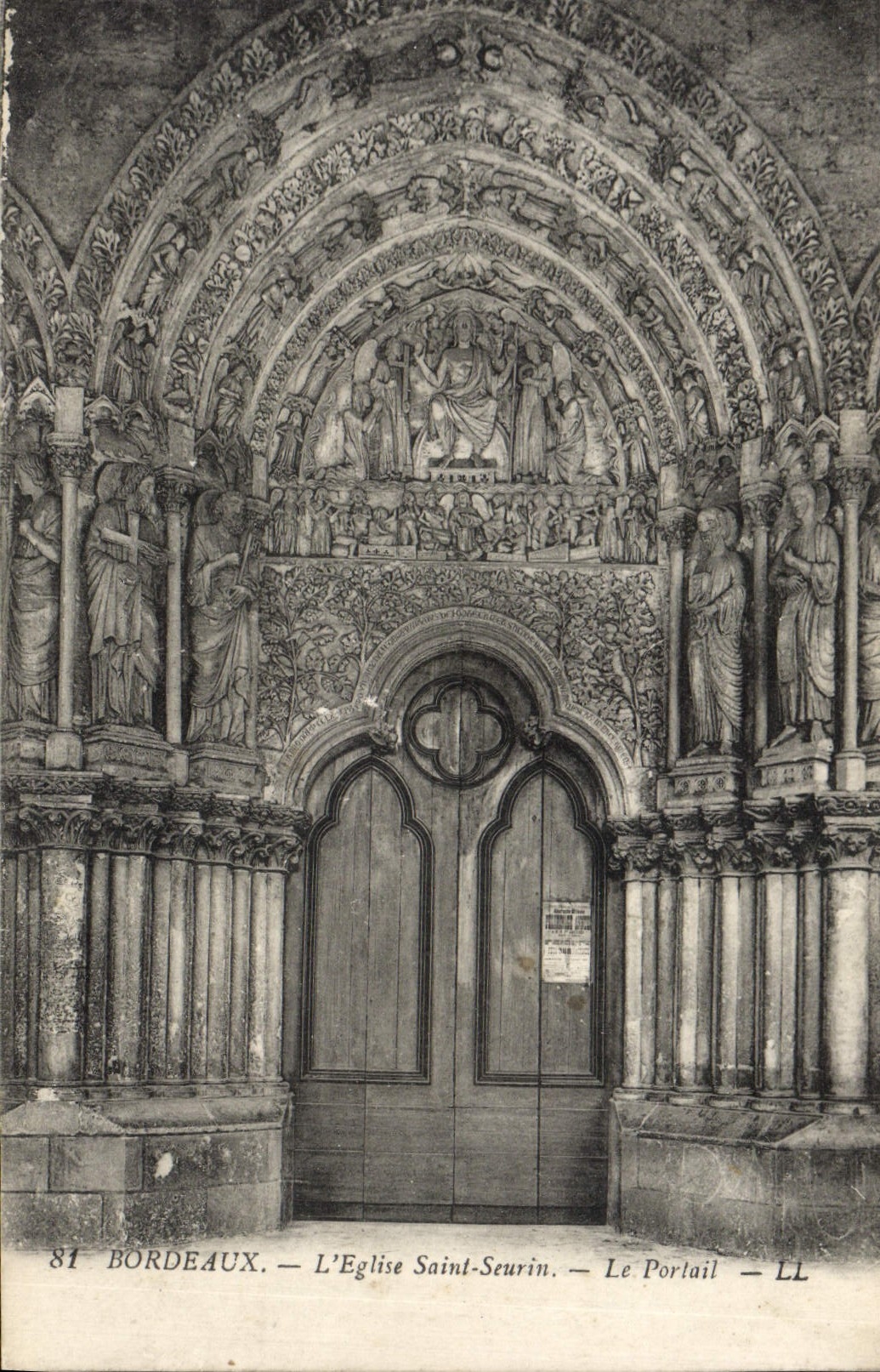 Burdeos de la POSTAL de la VENDIMIA la iglesia Seurin santo la puerta