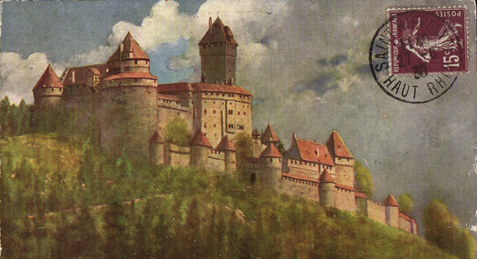 POSTAL alto Koenigsbourg de la VENDIMIA el castillo
