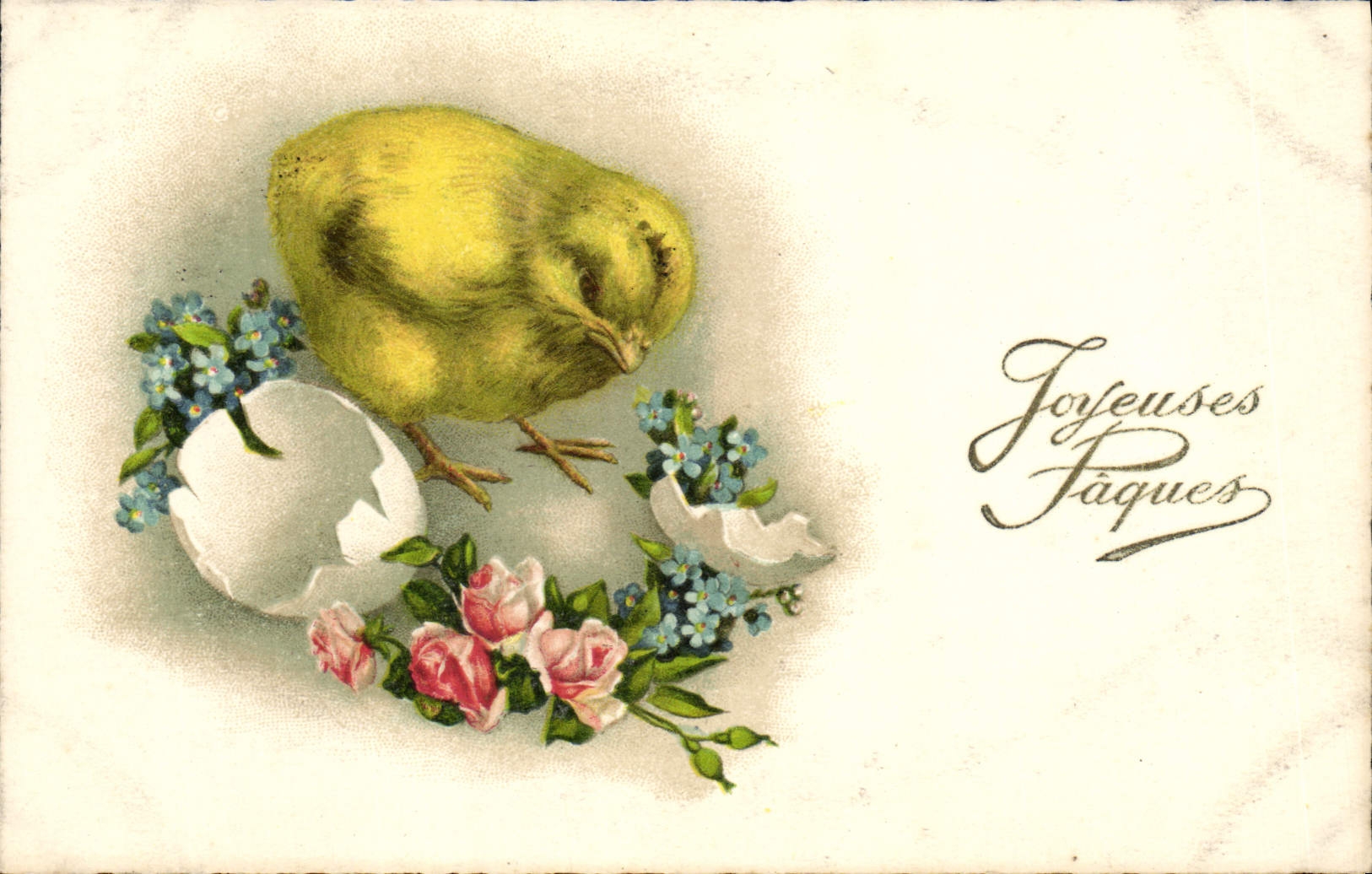 VINTAGE POSTCARD Fantasy Chick Merry Easter