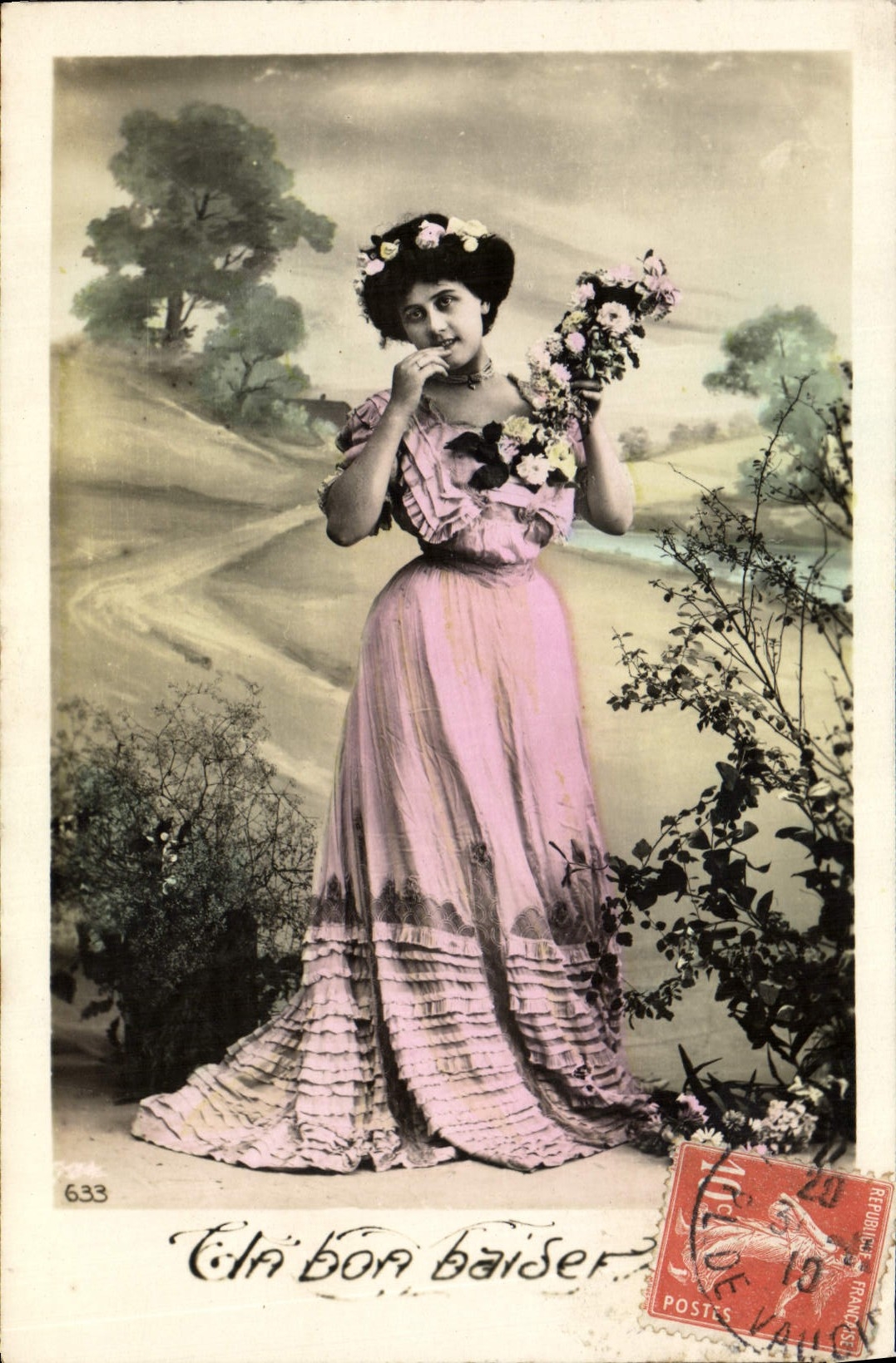 VINTAGE POSTCARD Fantasy Woman a Good Kiss