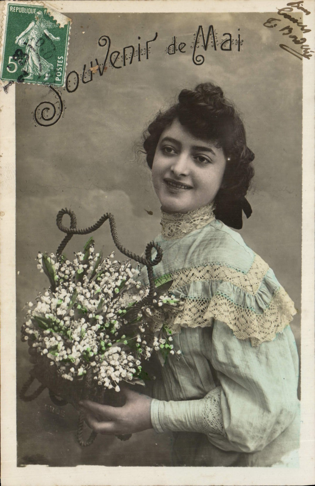 VINTAGE POSTCARD Fantasy Woman Souvenir of May