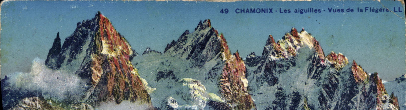 Agujas de Chamonix de la POSTAL de la VENDIMIA vistas de Fiegere