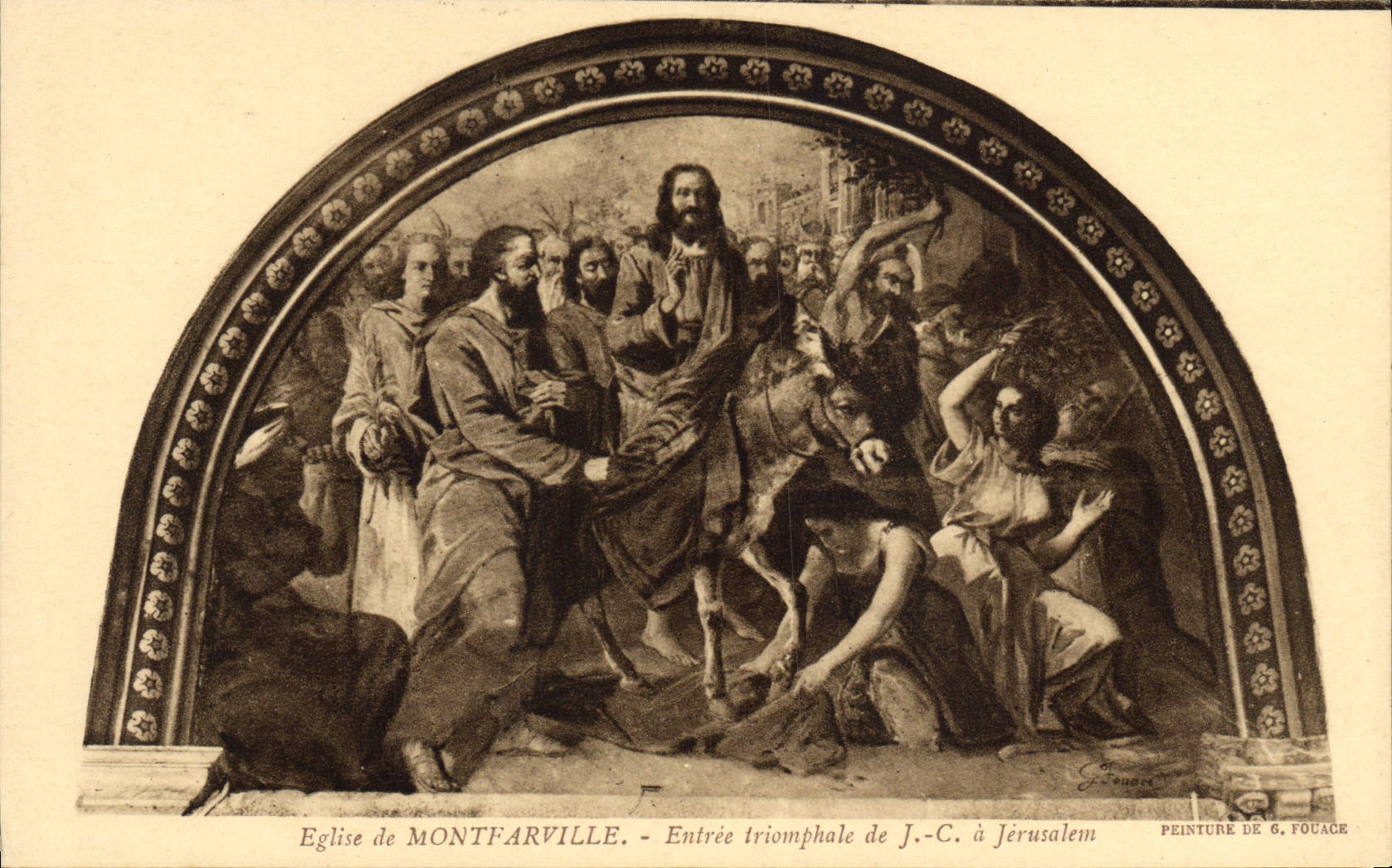 VINTAGE POSTCARD Montfarville Eglise Entered triumphal of JC has Jerusalem