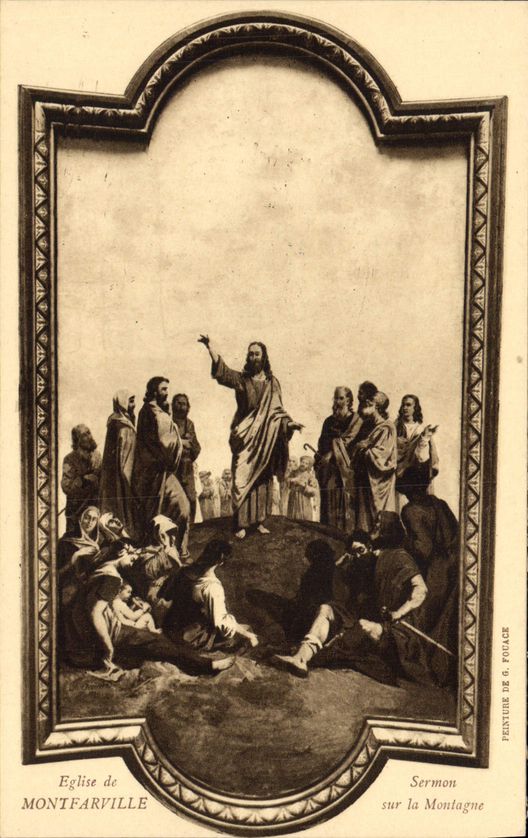 VINTAGE POSTCARD Montfarville Church of Sermon On the Mountain