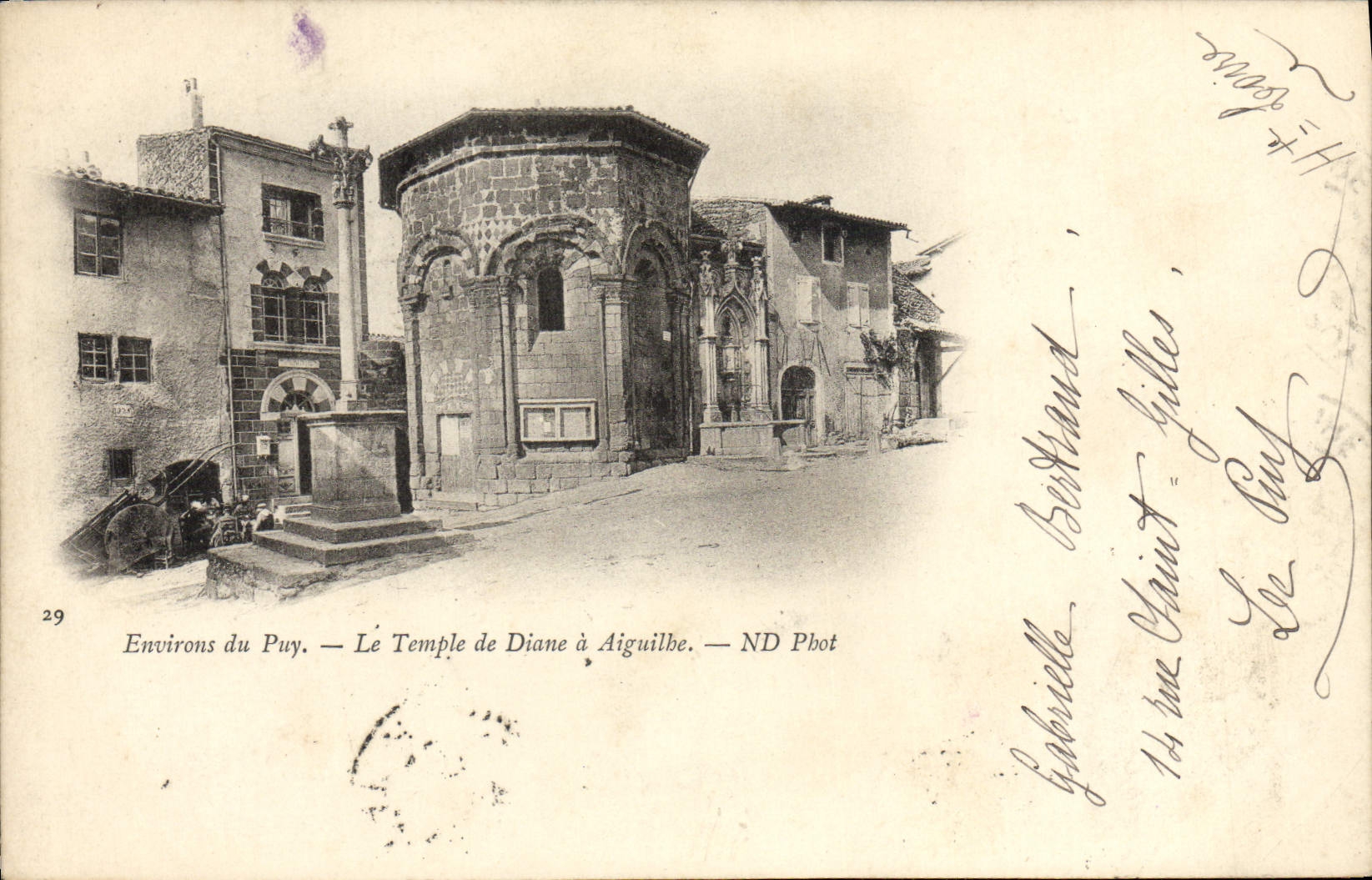 VINTAGE POSTCARD Environs of Puy the temple of Diane has Aiguilhe