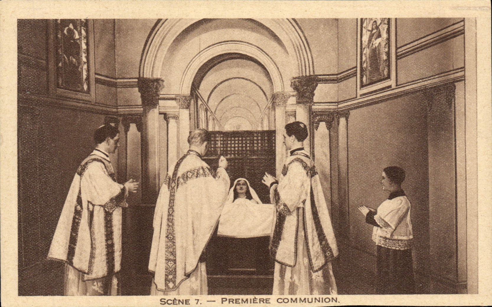 Comunión de Lisieux de la escena de la POSTAL de la VENDIMIA primera