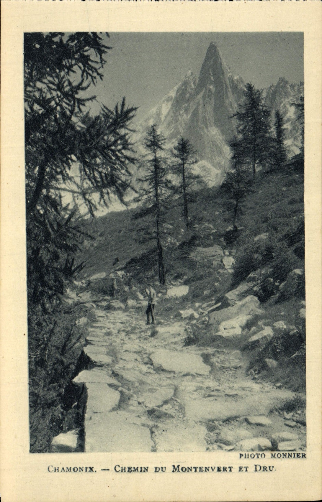 Manera de Chamonix de la POSTAL de la VENDIMIA de Montenvert y de Dru