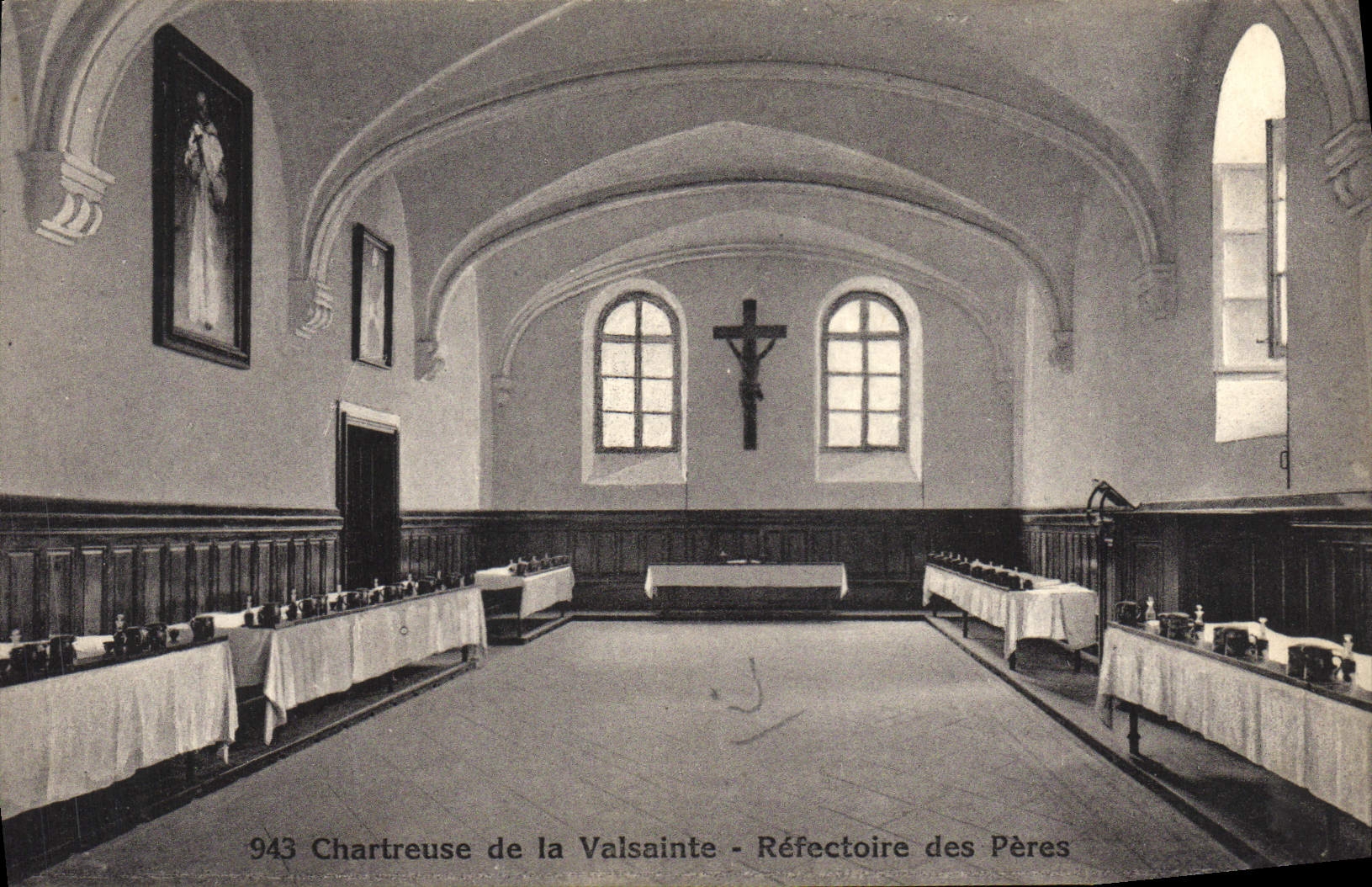 VINTAGE POSTCARD Chartreuse of Valsainte Refectory of the Fathers