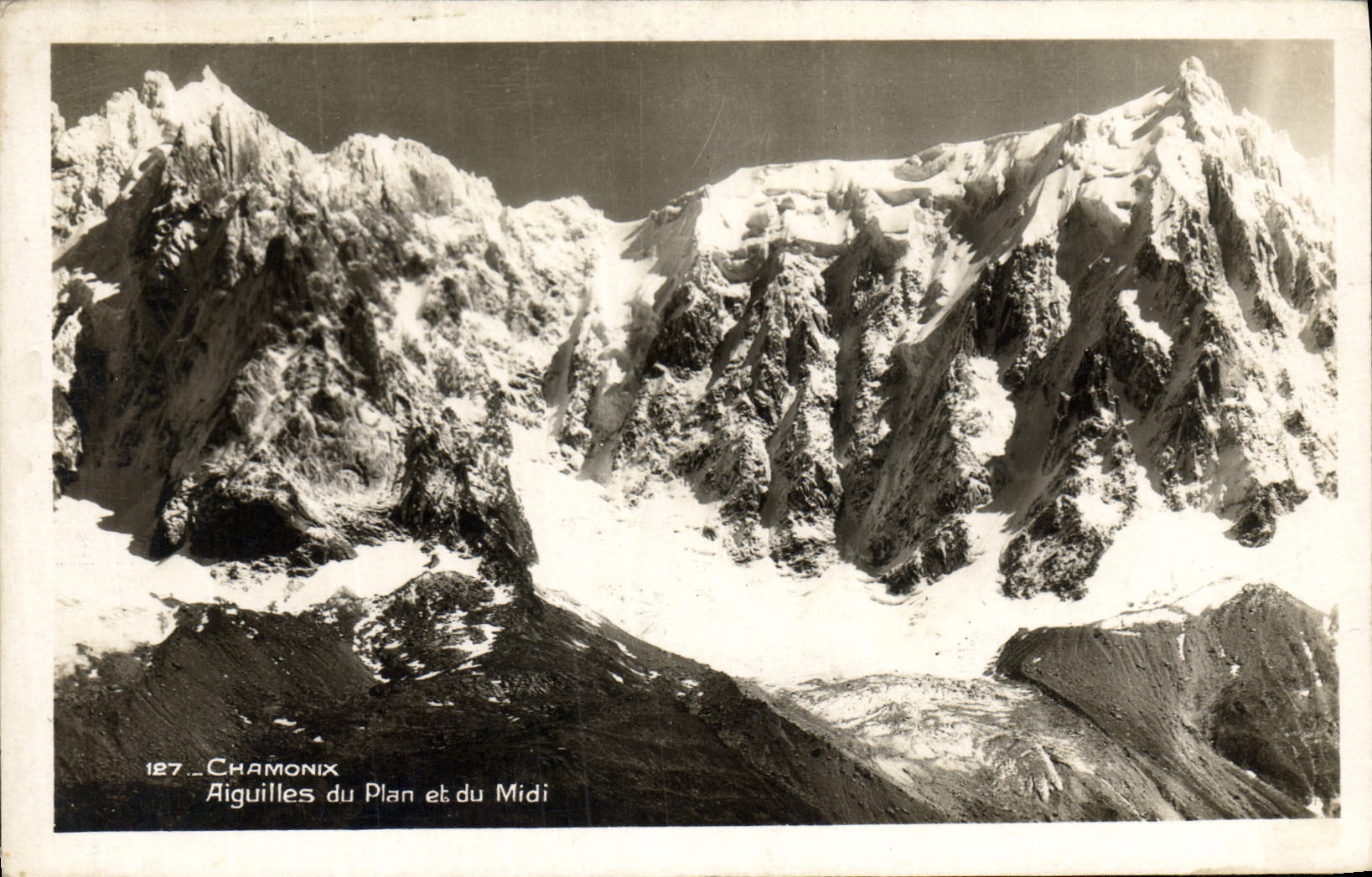 Agujas de Chamonix de la POSTAL de la VENDIMIA del plan y del sur