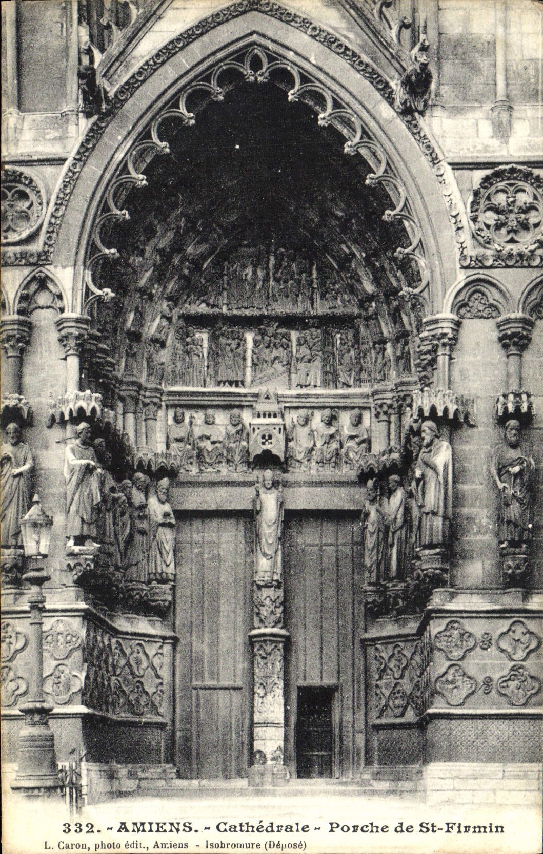 VINTAGE POSTCARD Amiens Cathedral Porch of Firmin Saint