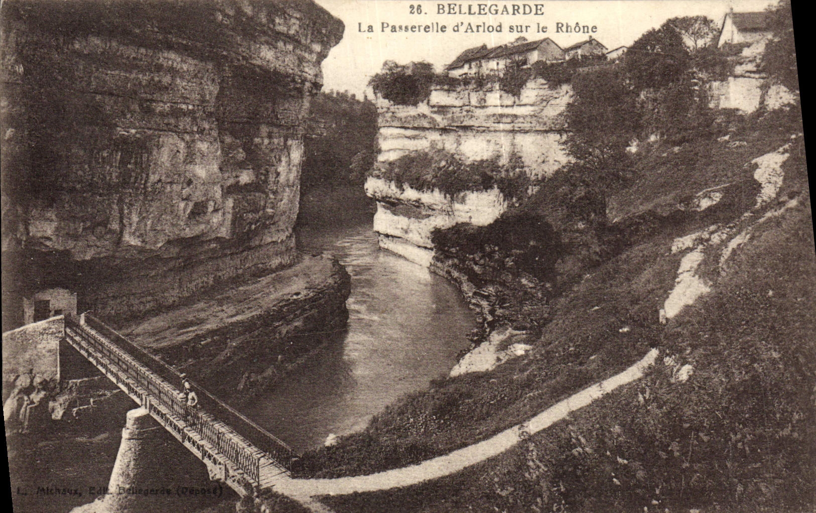 CPA Bellegarde La Passerelle d'Arlod sur le Rhone 