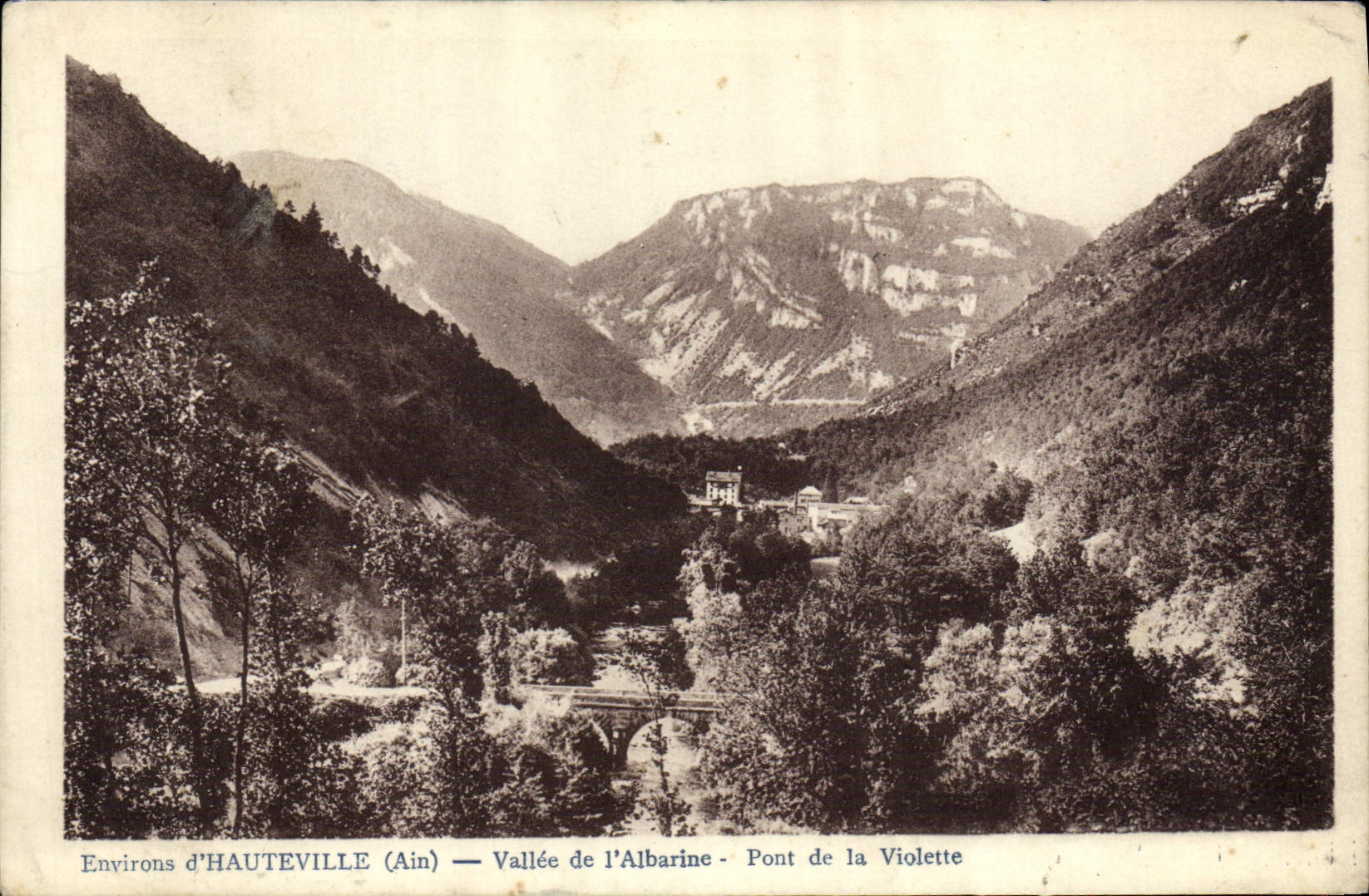 VINTAGE POSTCARD Surroundings of Hauteville Valley of Albarine Bridge of the Violet