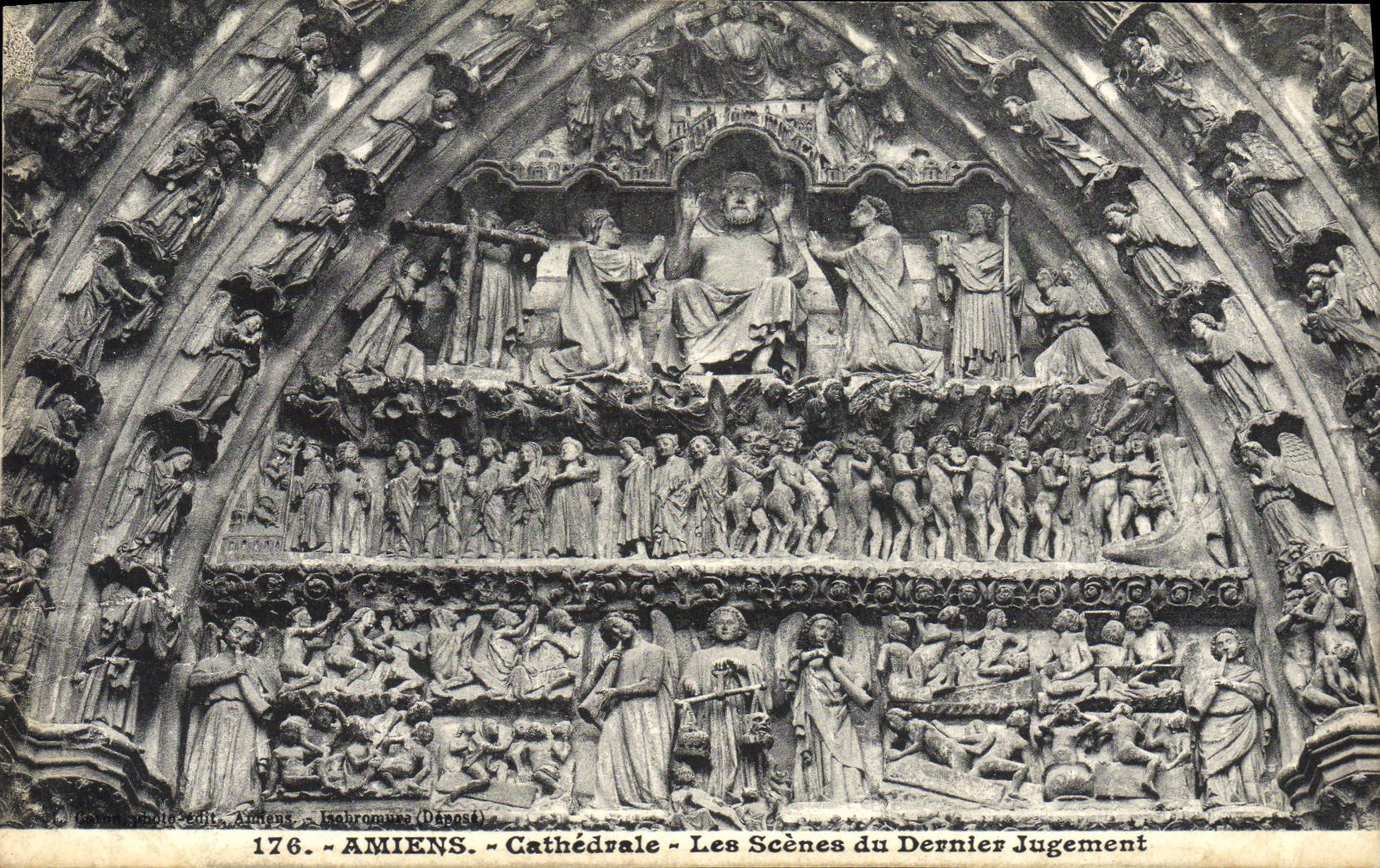 VINTAGE POSTCARD Amiens Cathedral Scenes of the Last Judgment