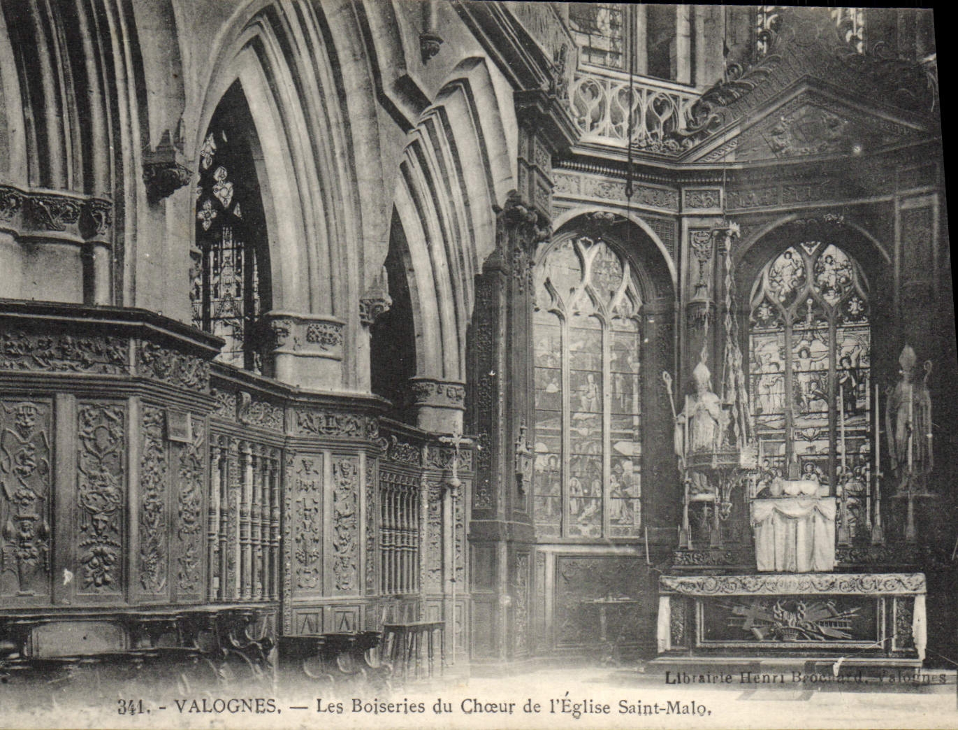 POSTAL Valognes Woodworks de la VENDIMIA del estribillo santo de la iglesia Malo