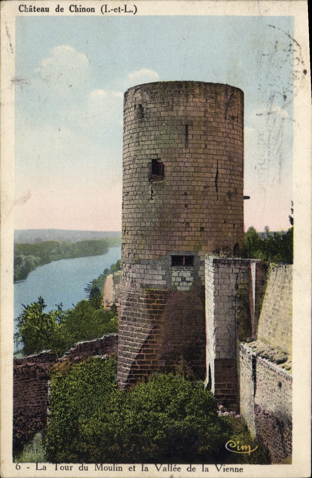 VINTAGE POSTCARD Castle of Chinon the Tower of the Mill and the Valley of Vienna