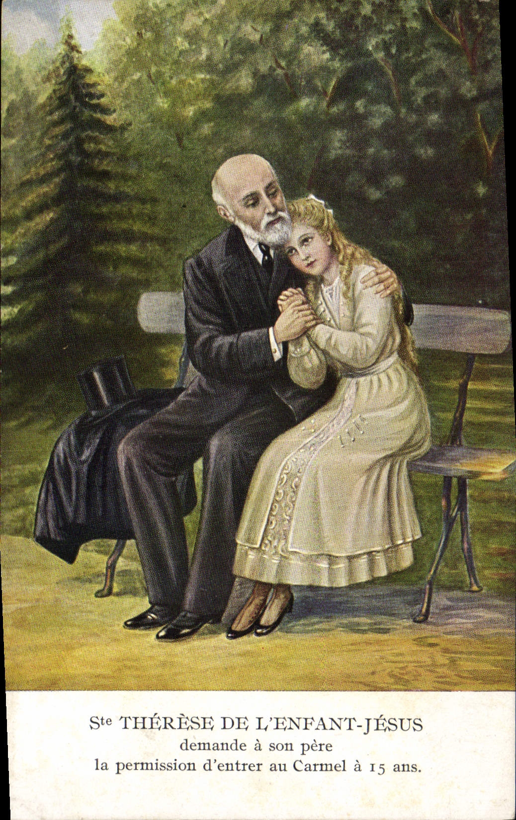 VINTAGE POSTCARD Saint Therese Of the Jesus Child requires has his father the permission to enter in Carmel is 15 years old