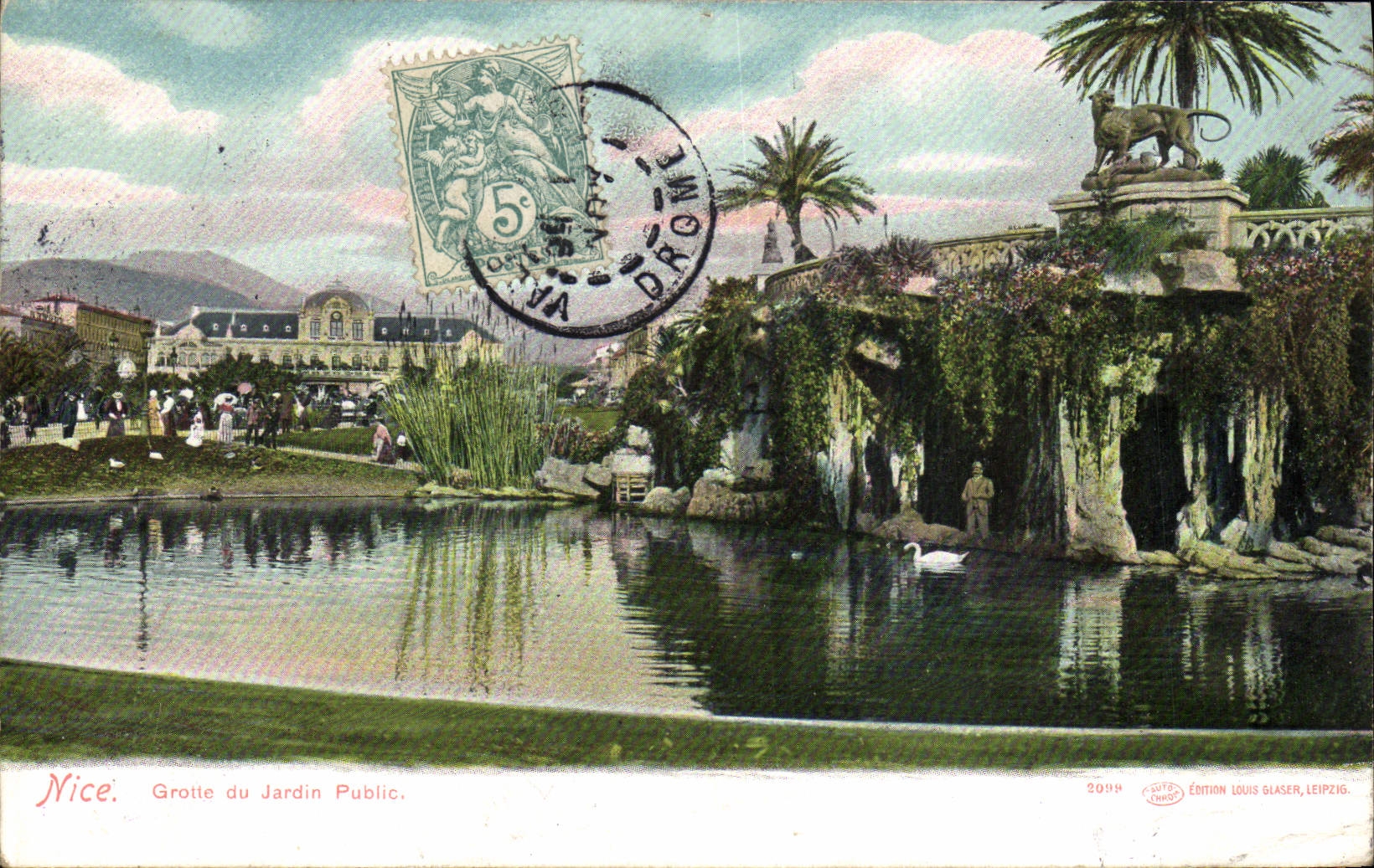 VINTAGE POSTCARD Nice Groue of the Public garden