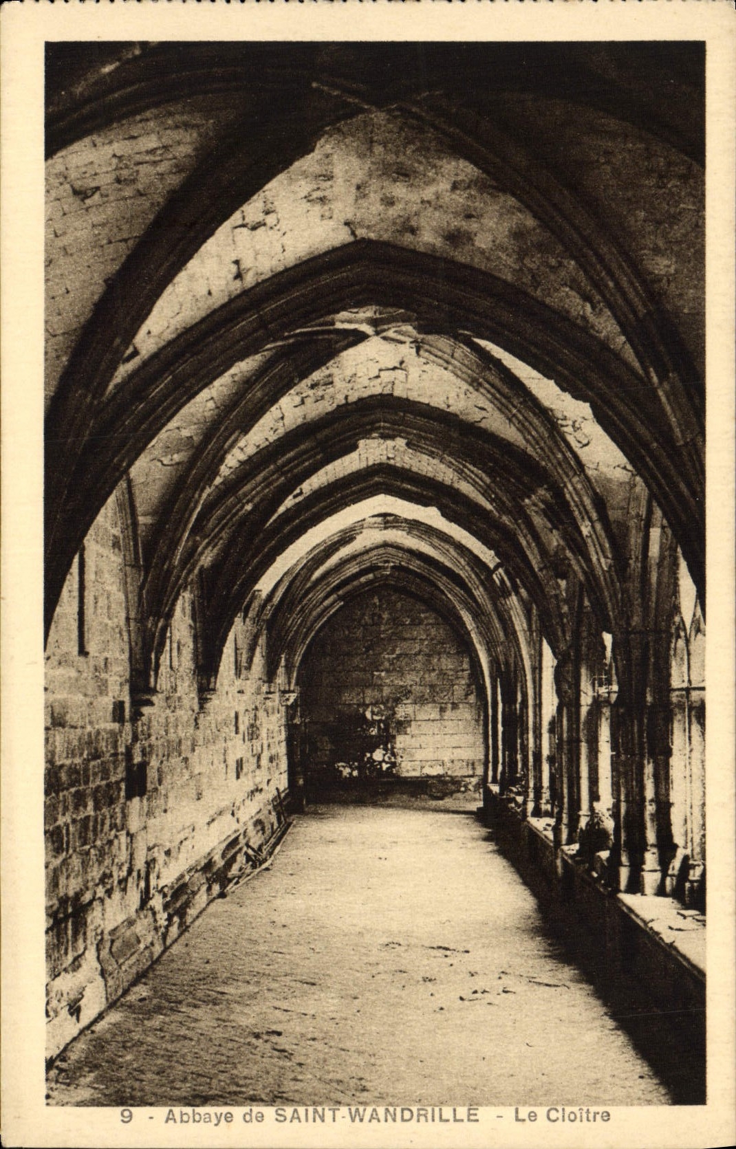 VINTAGE POSTCARD Abbey Of Wandrille Saint the Cloister
