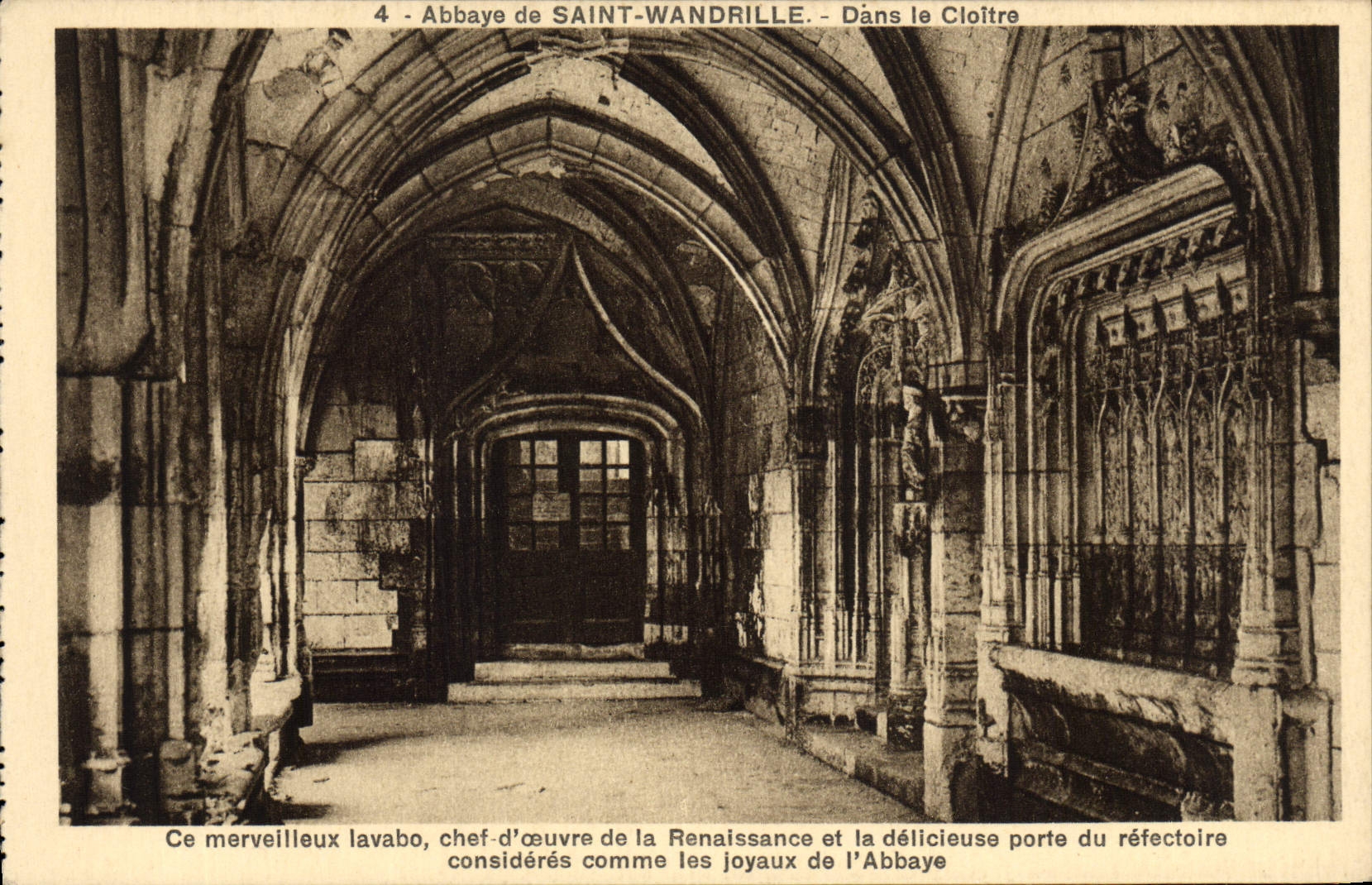 VINTAGE POSTCARD Abbey Of Wandrille Saint In the Cloister Wash-hand basin