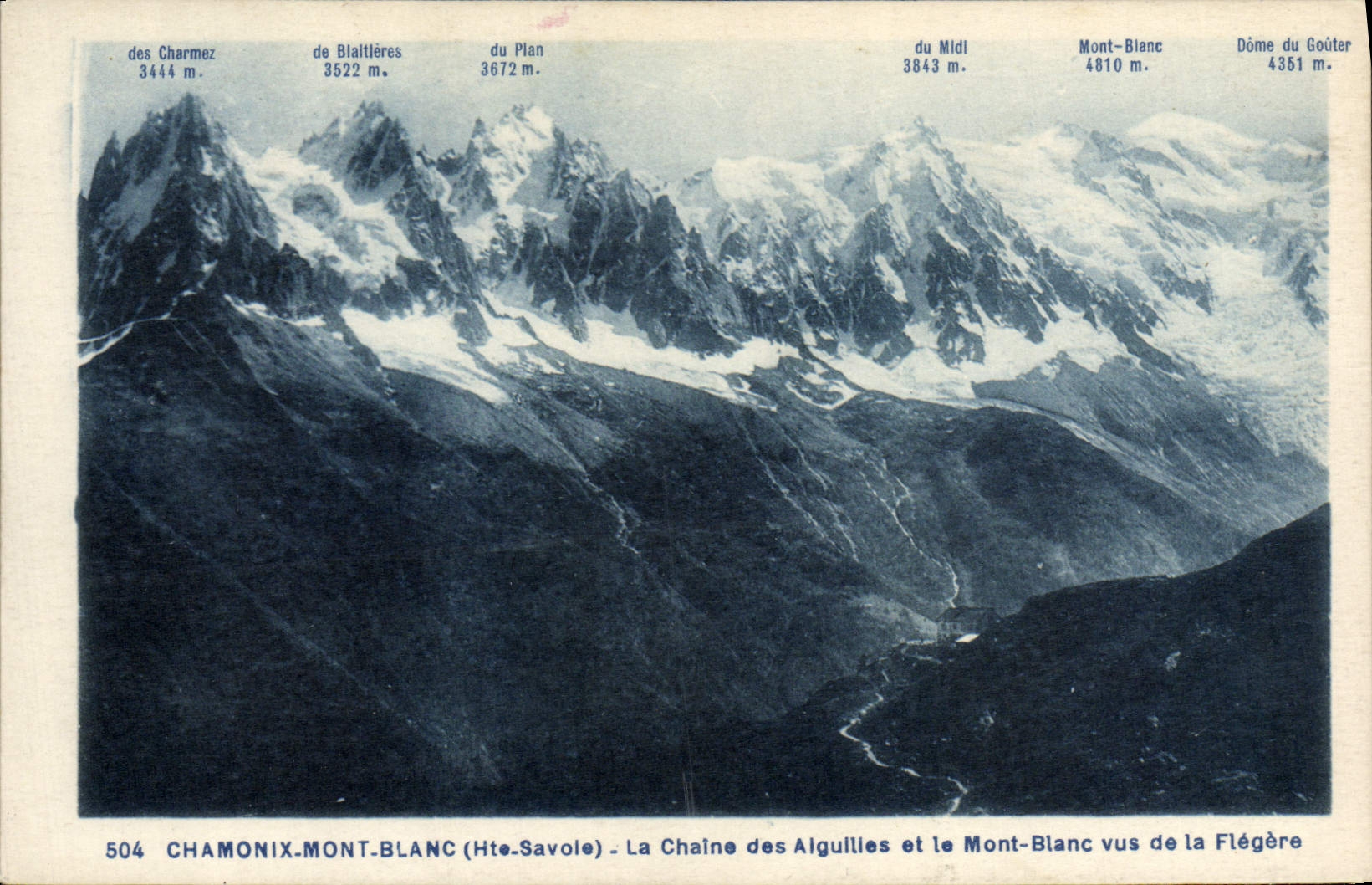 CPA Chamonix Mont Blanc La Chaine des Aiguilles et le Mont Blanc vus de la Flegere 