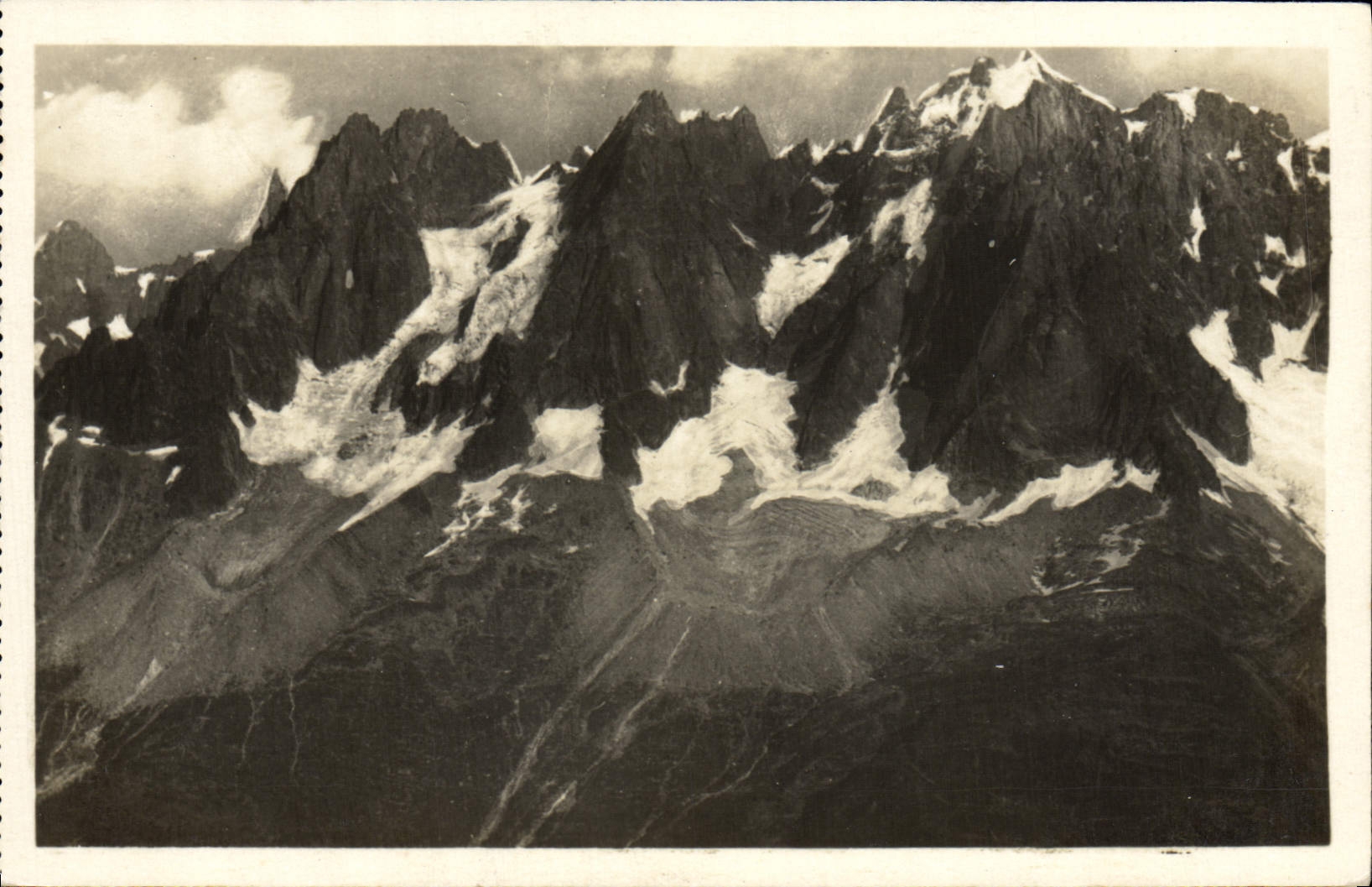Agujas de Chamonix de la POSTAL de la VENDIMIA vistas de Brevent