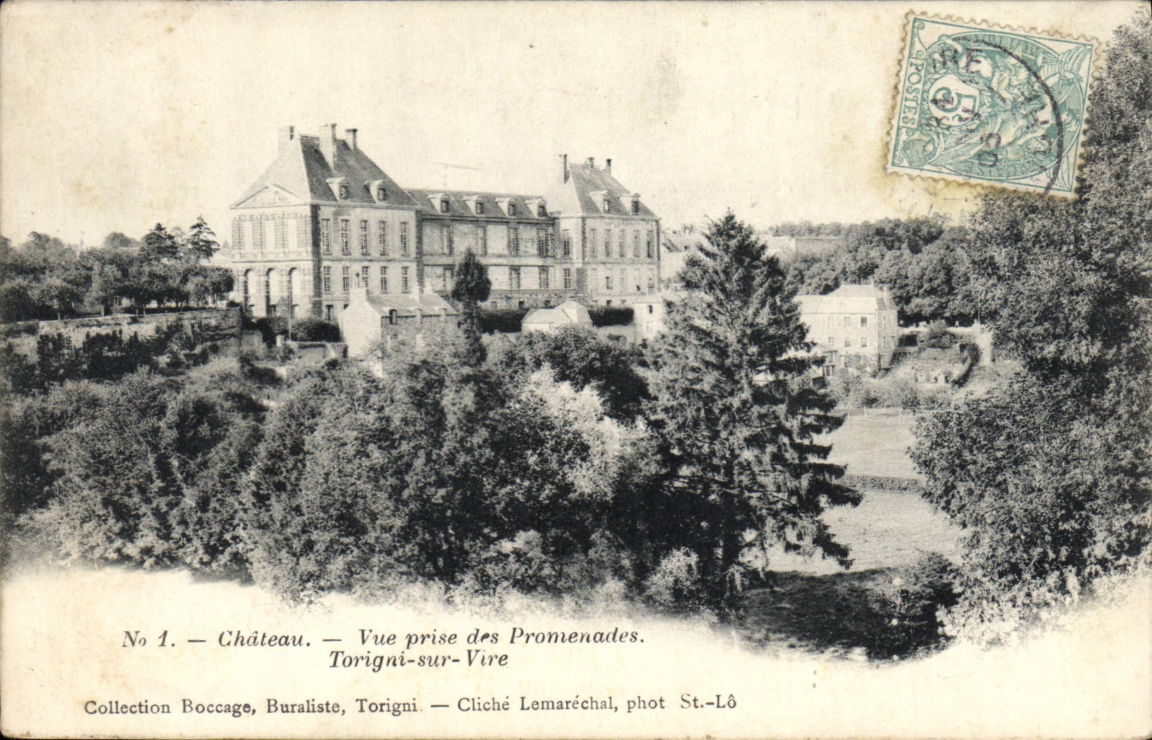 VINTAGE POSTCARD Castle Seen from of the Torigni Walks on Transfers