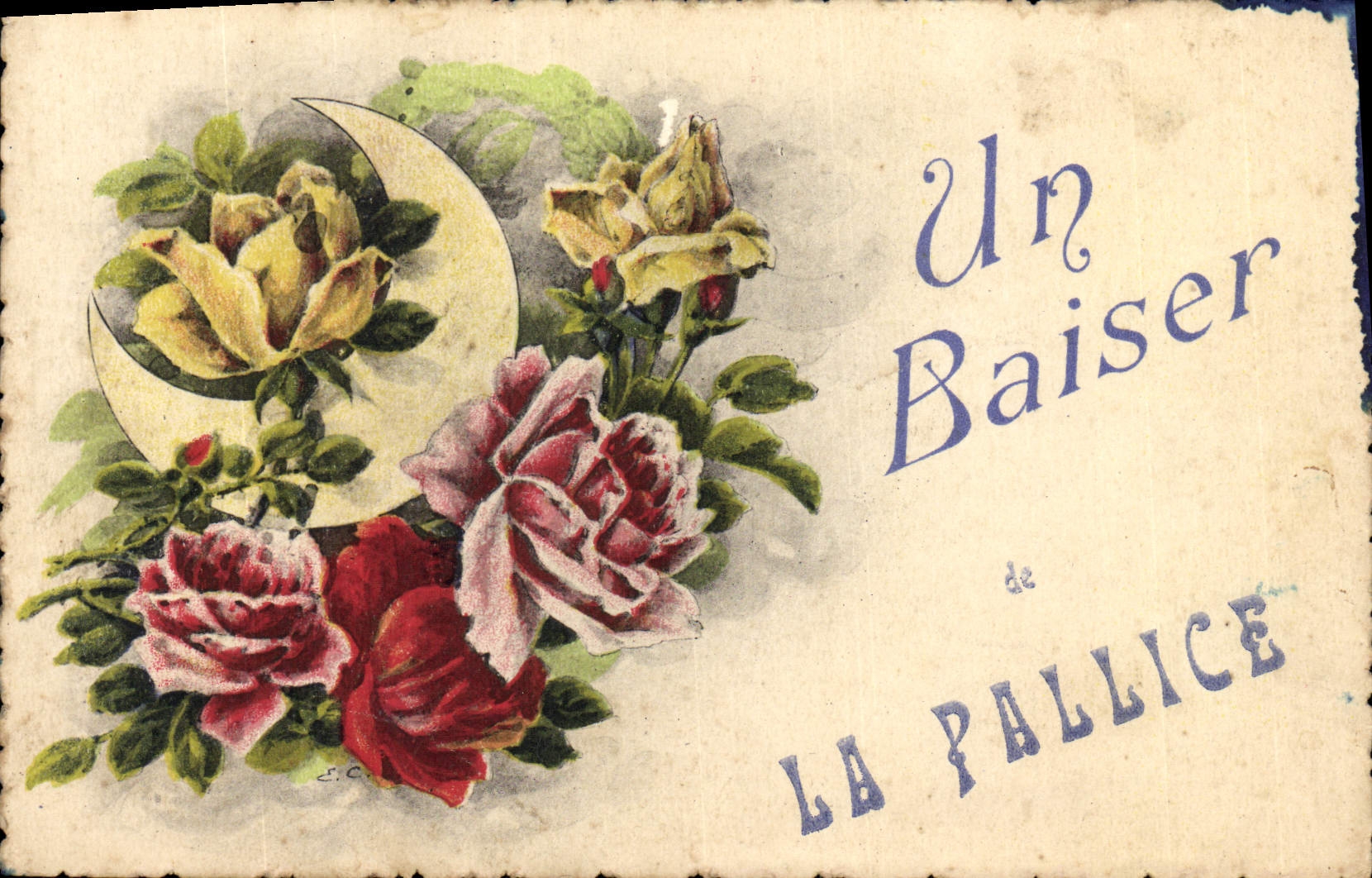 VINTAGE POSTCARD a Kiss Pallice