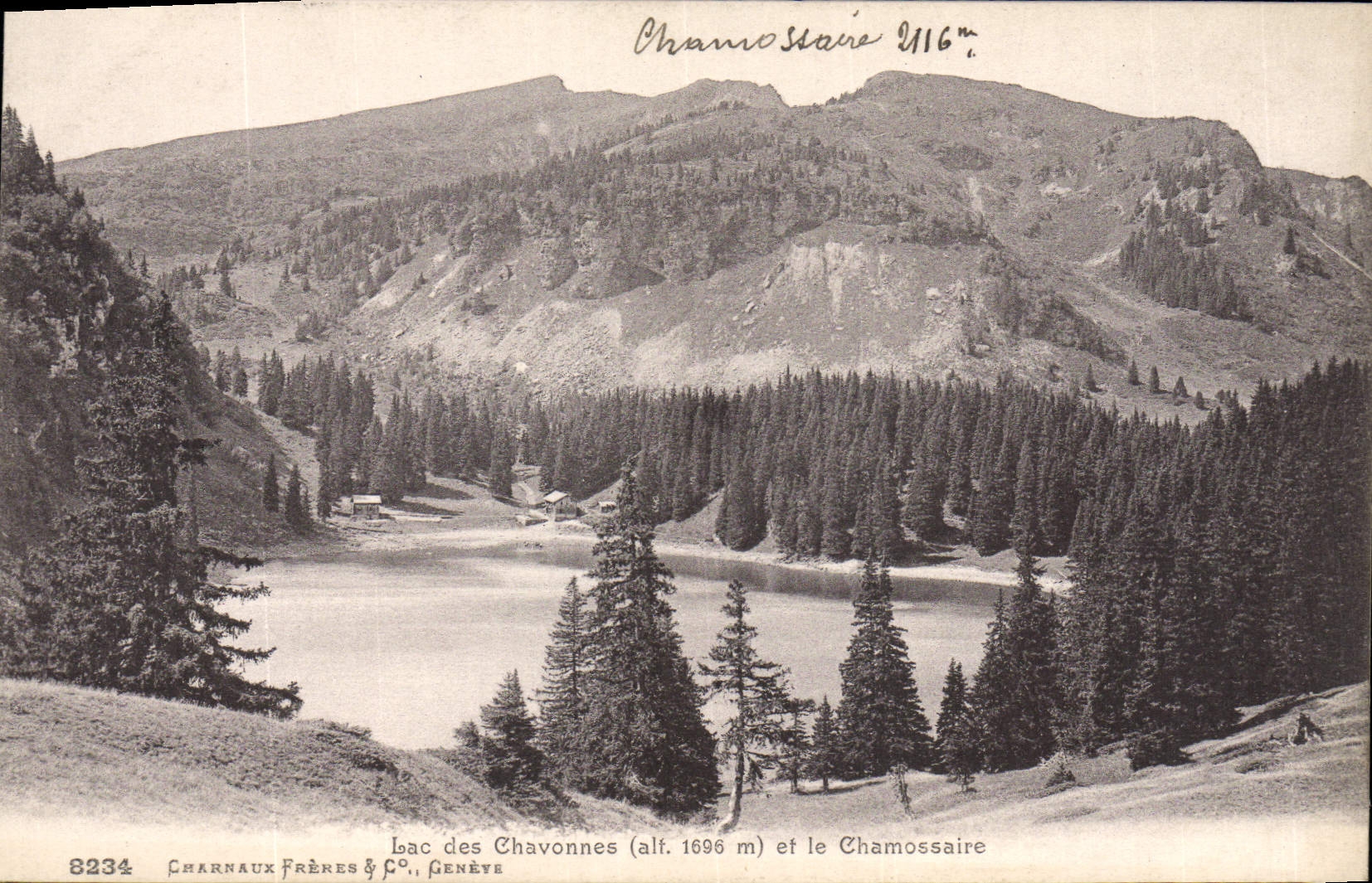 VINTAGE POSTCARD Lake of Chavonnes and Chamossaire