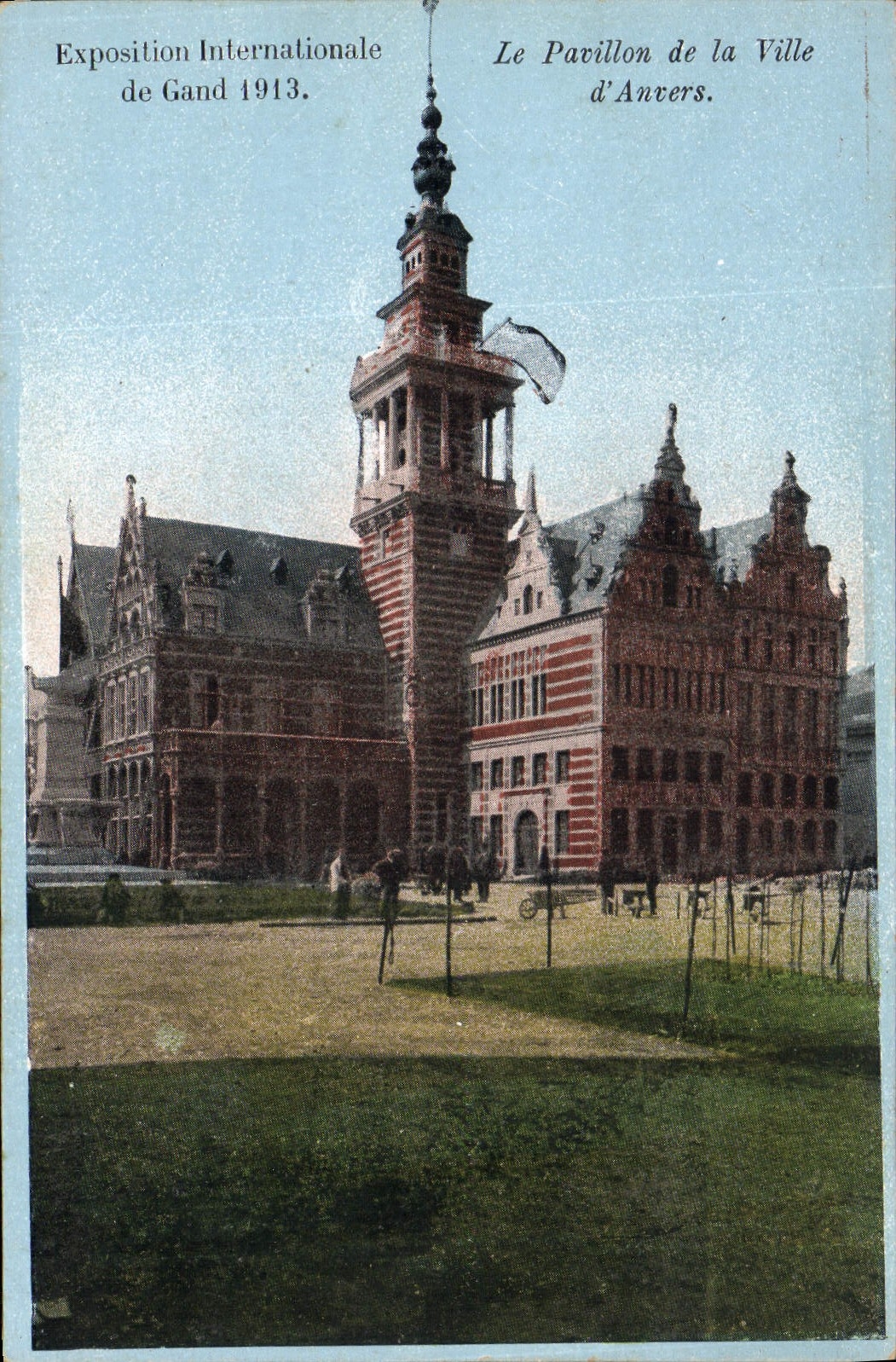 VINTAGE POSTCARD International exhibition of Ghent 1913 the house of the town of Antwerp