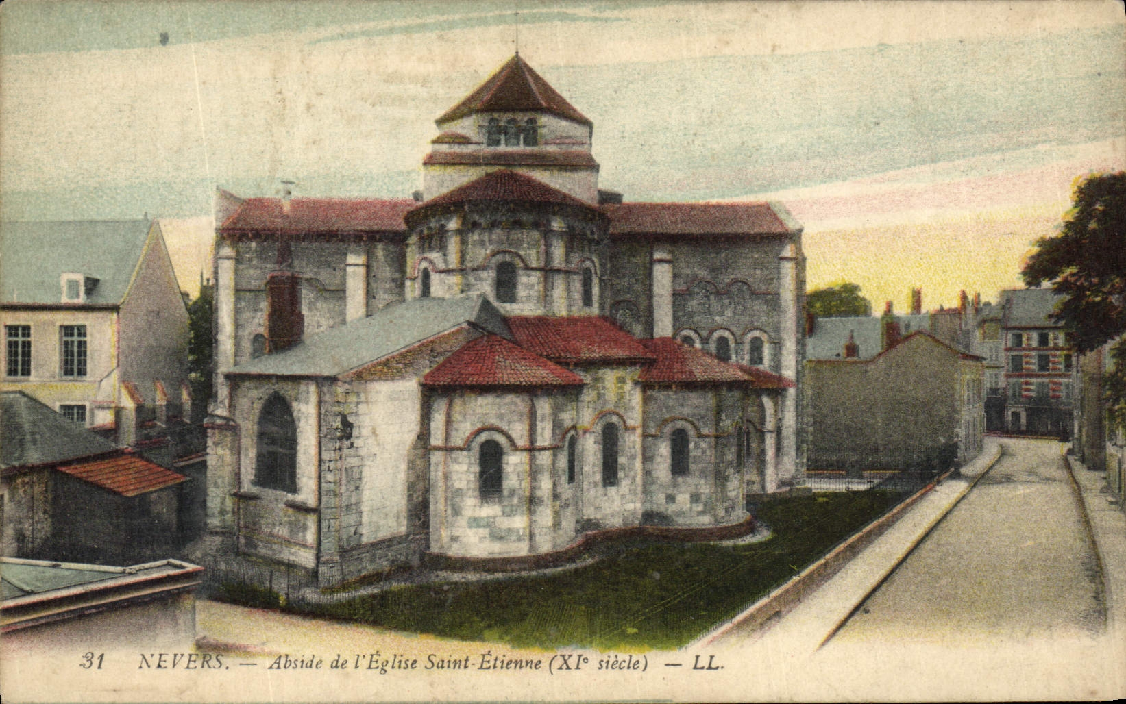 POSTAL Nevers Abstde de la VENDIMIA de la iglesia Etienne santo