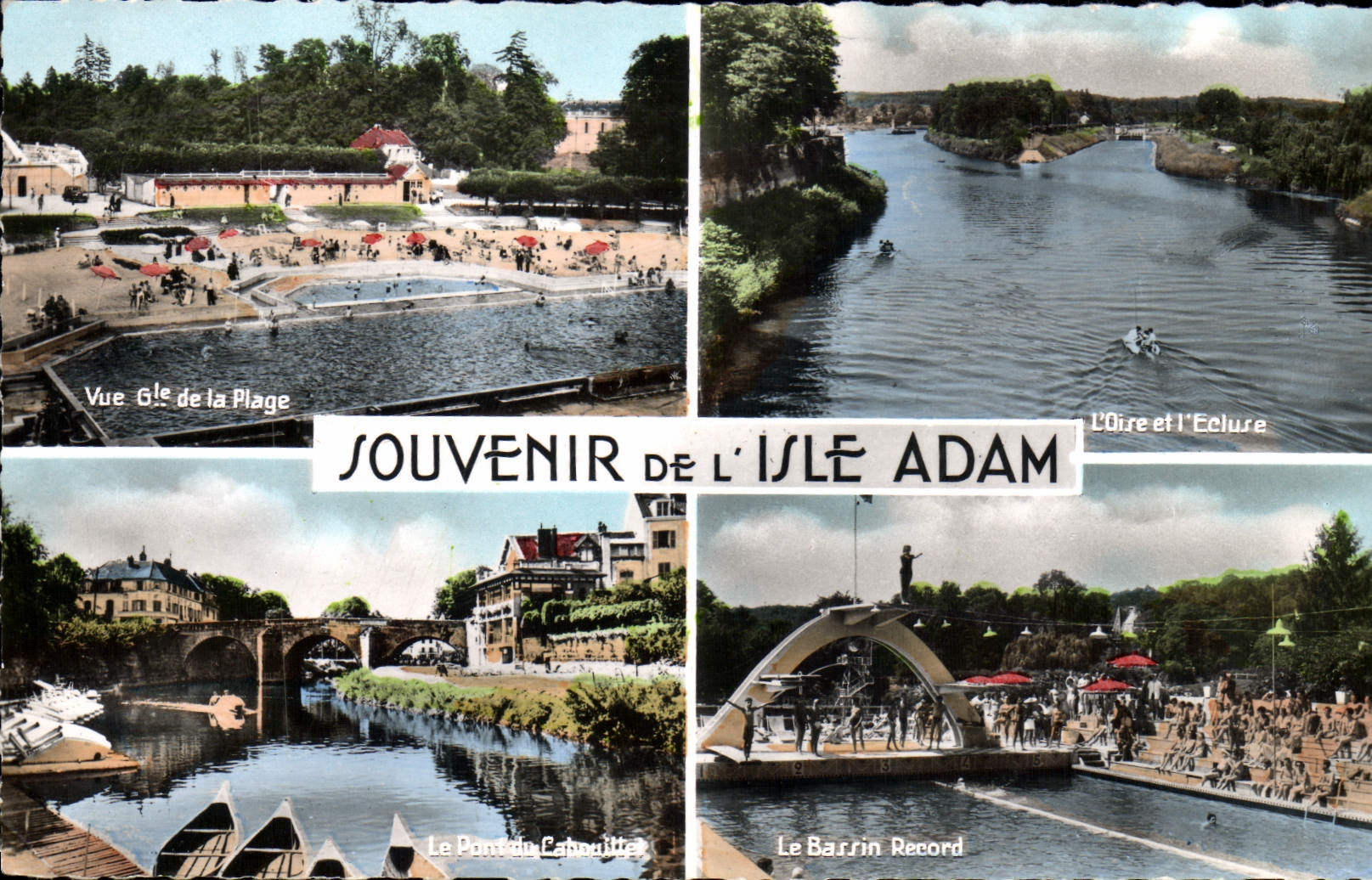 CPm Souvenir de L'Isle Adam Vue generale de la plage L'Oise et l'ecluse Bassin record