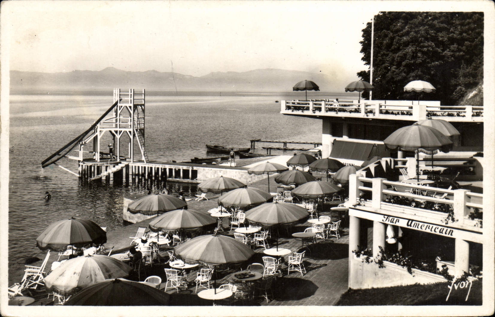 MODERN CARD Evian Les Bains the terrace of the Beach American Bar