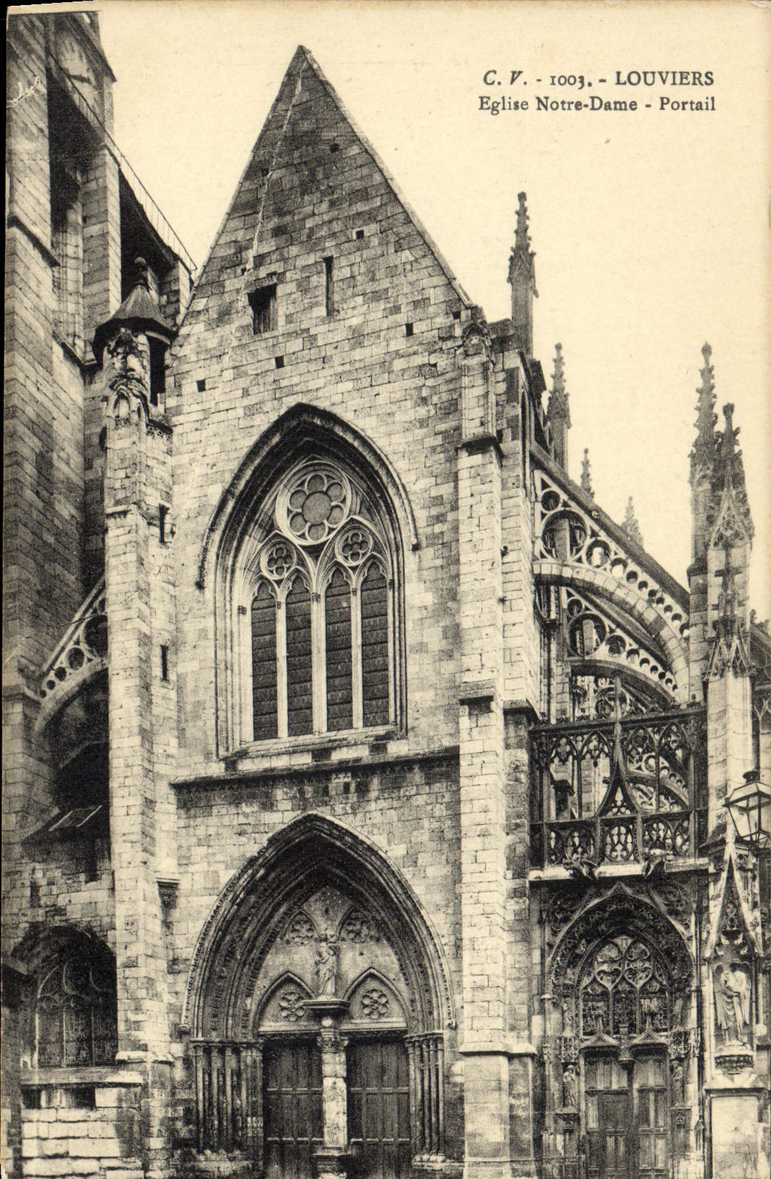 VINTAGE POSTCARD Louviers Church Notre Dame Gate