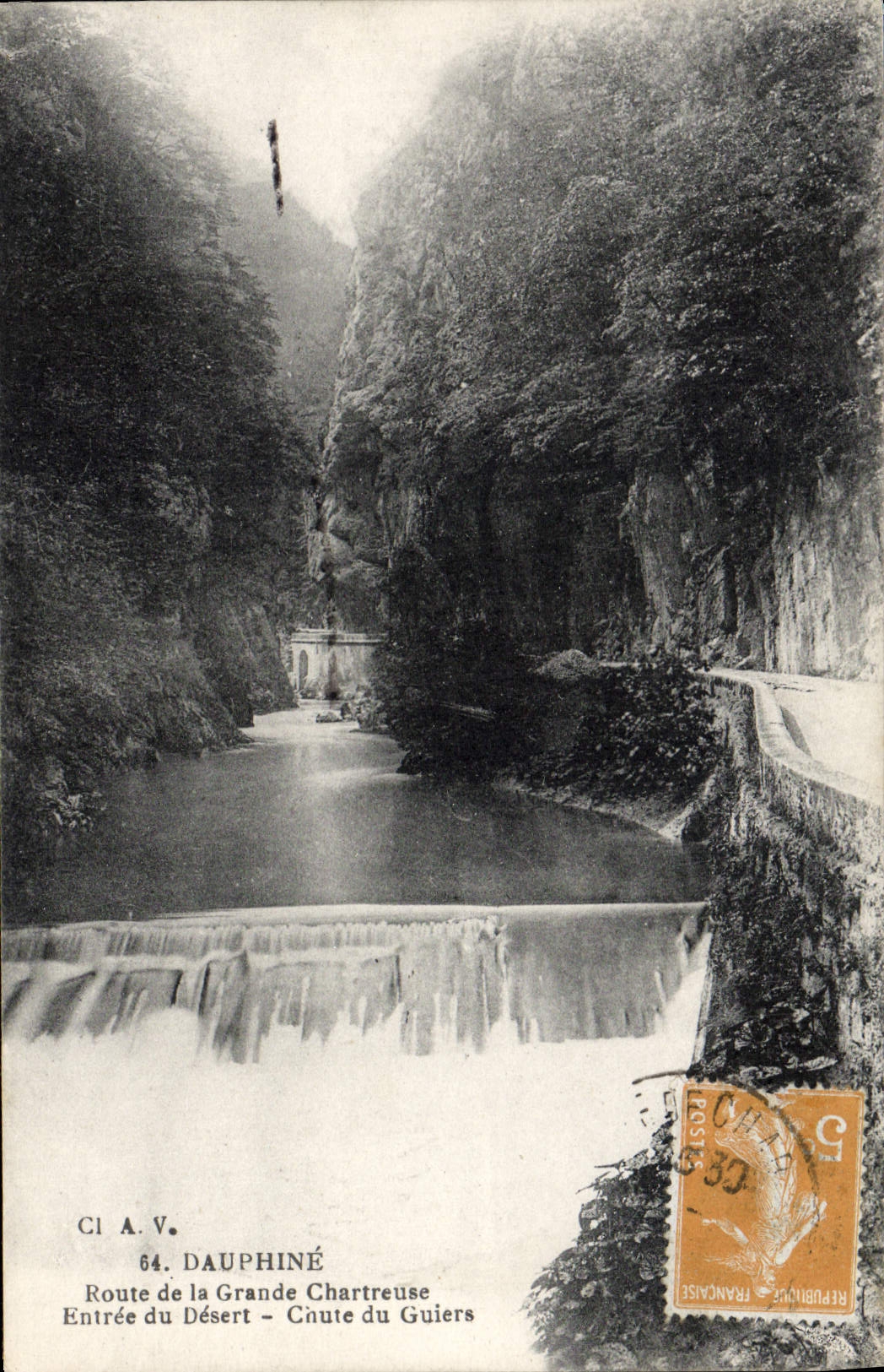 VINTAGE POSTCARD Dauphine Road of Large Chartreuse Entree of Serves Fall of Guiers