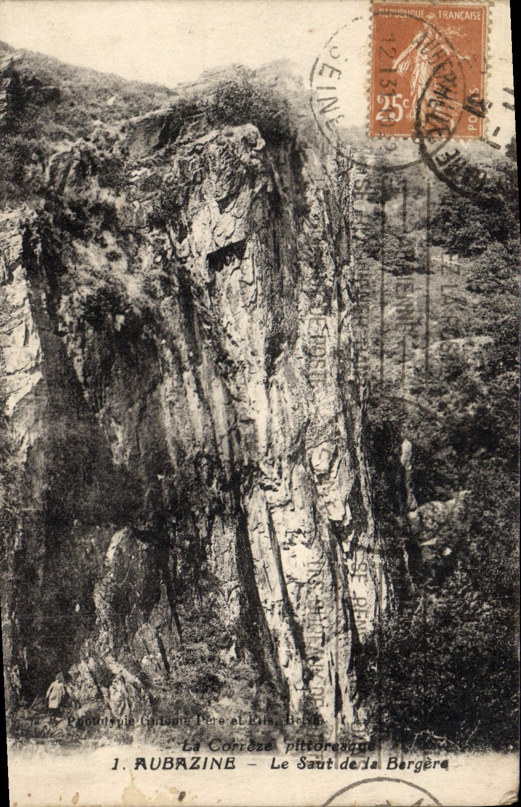 VINTAGE POSTCARD Aubazine the Jump of the Shepherdess