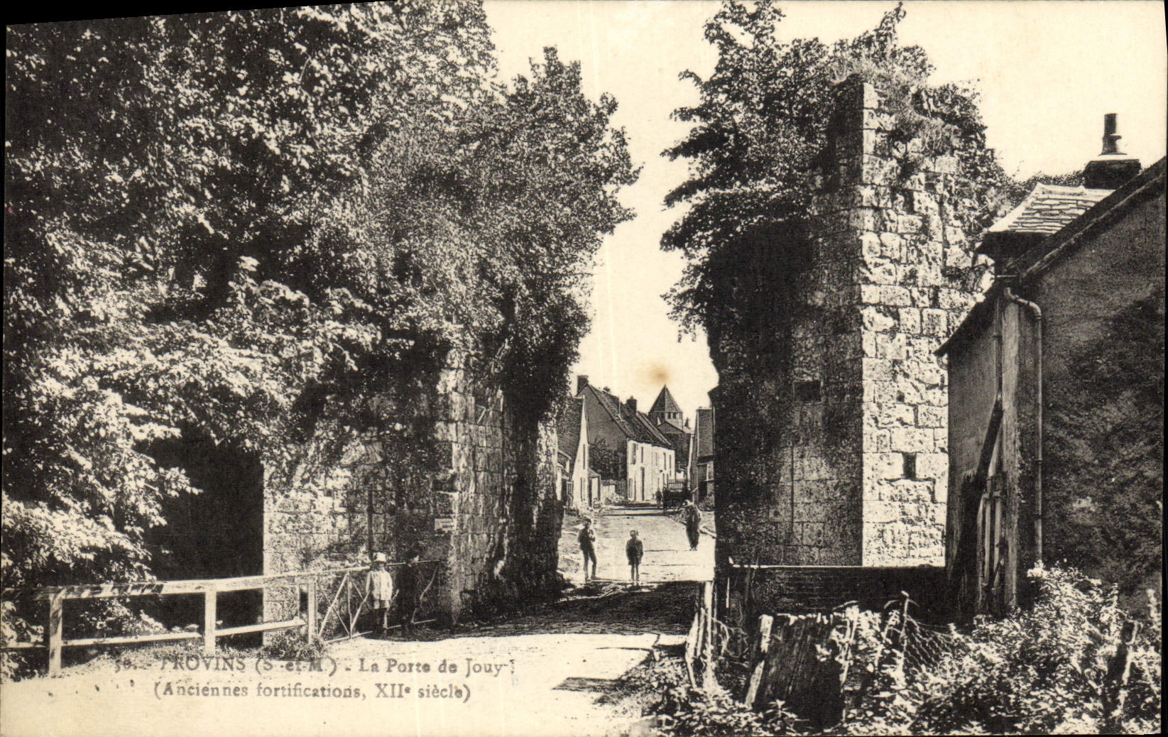 VINTAGE POSTCARD Layered branches the Gate of Jouy Old fortifications