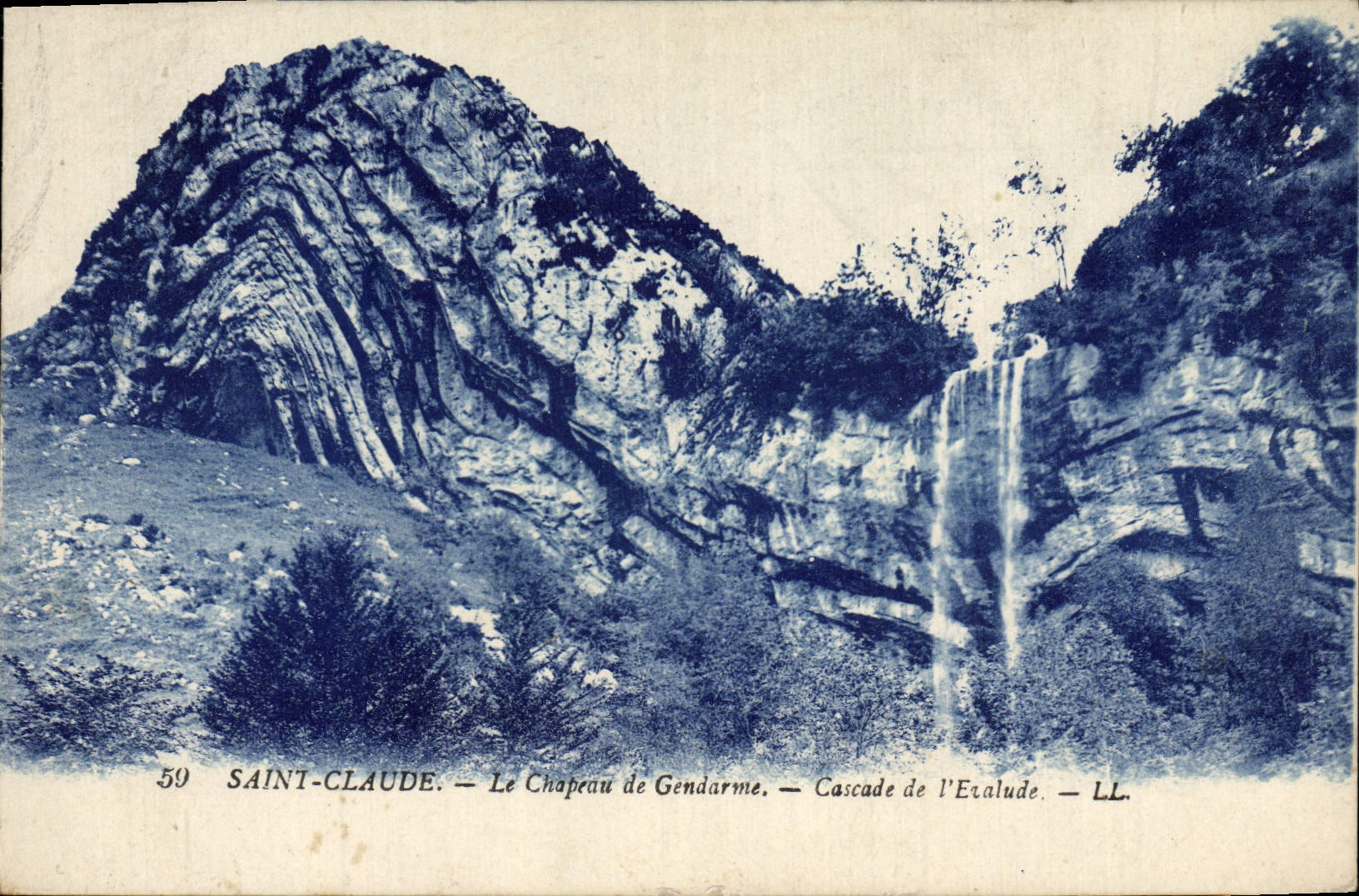 VINTAGE POSTCARD Saint Claude the Cocked hat Cascades of Evalude