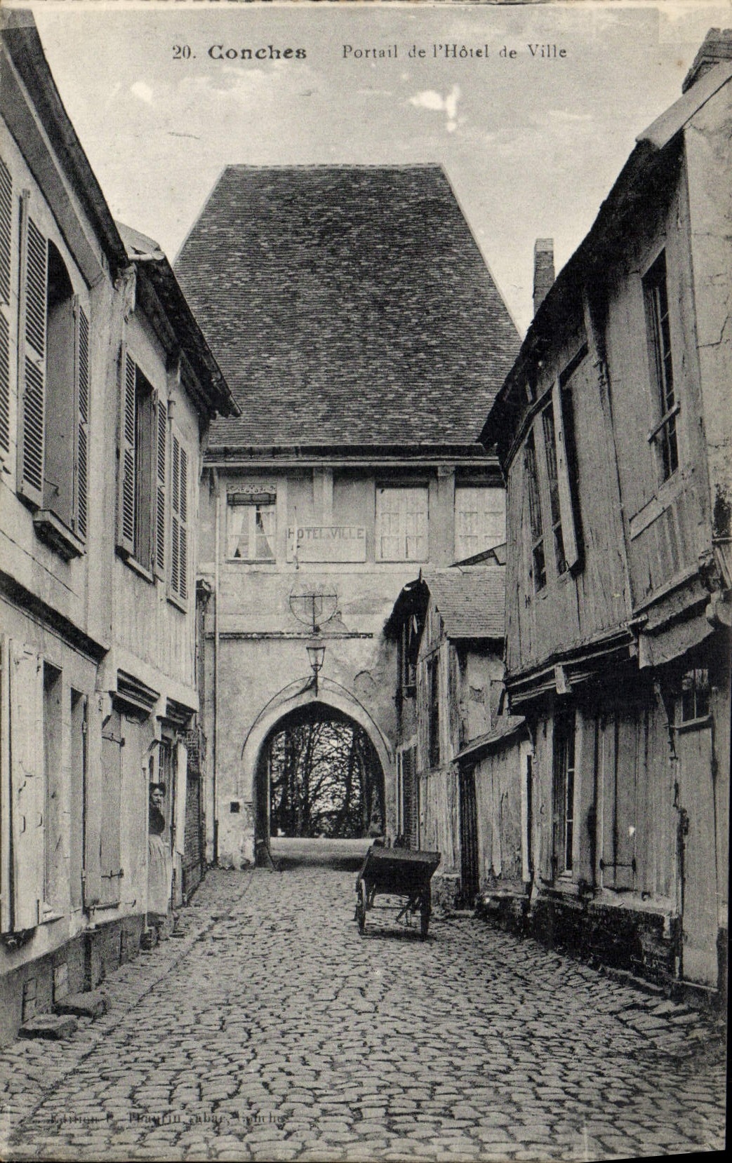 VINTAGE POSTCARD Conches Gate of the Town hall