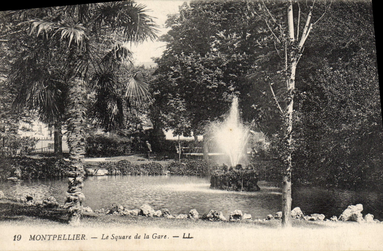 POSTAL Montpellier de la VENDIMIA el jardín público de la estación