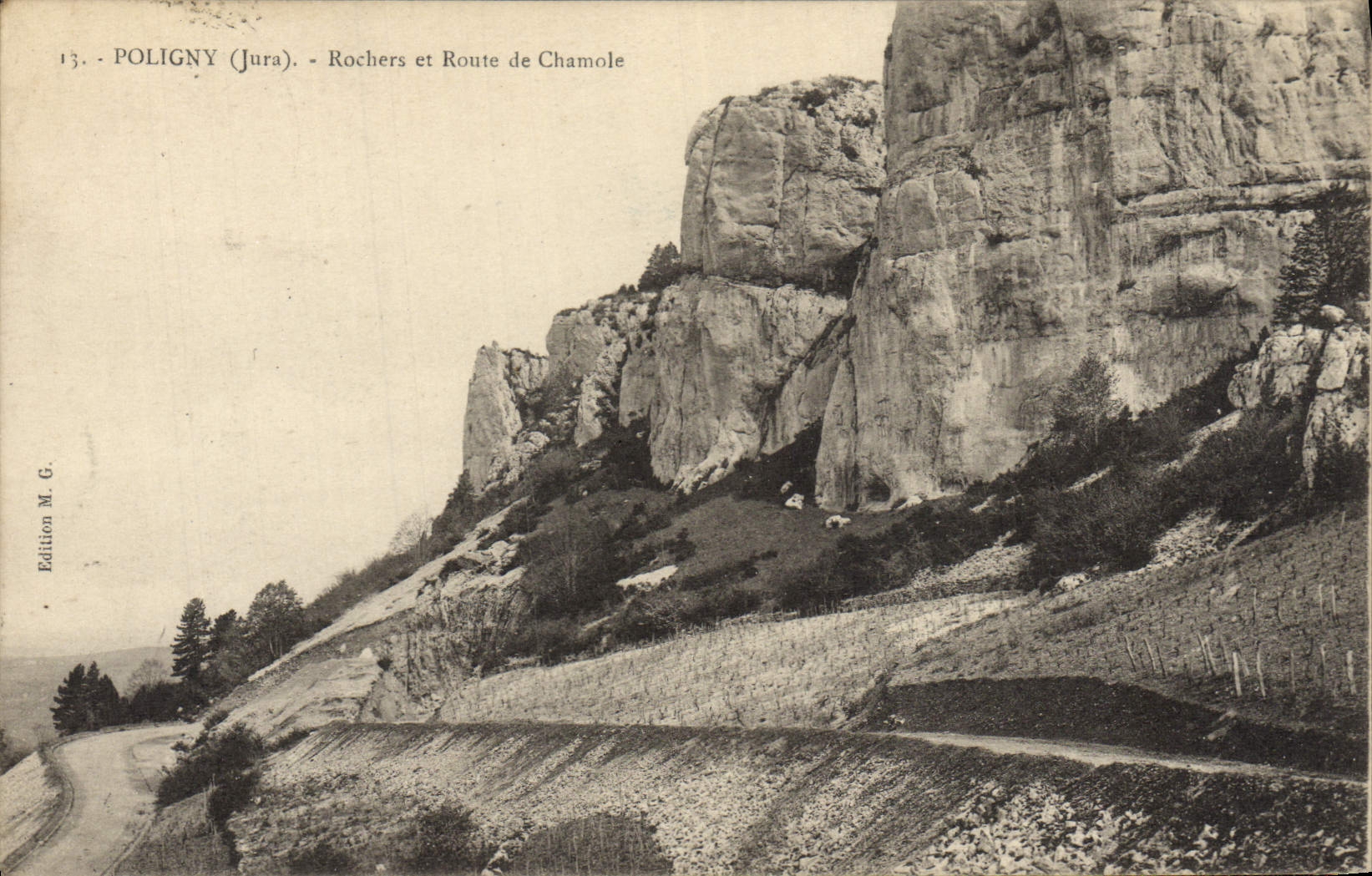 VINTAGE POSTCARD Poligny Rocks and Route of Chamole