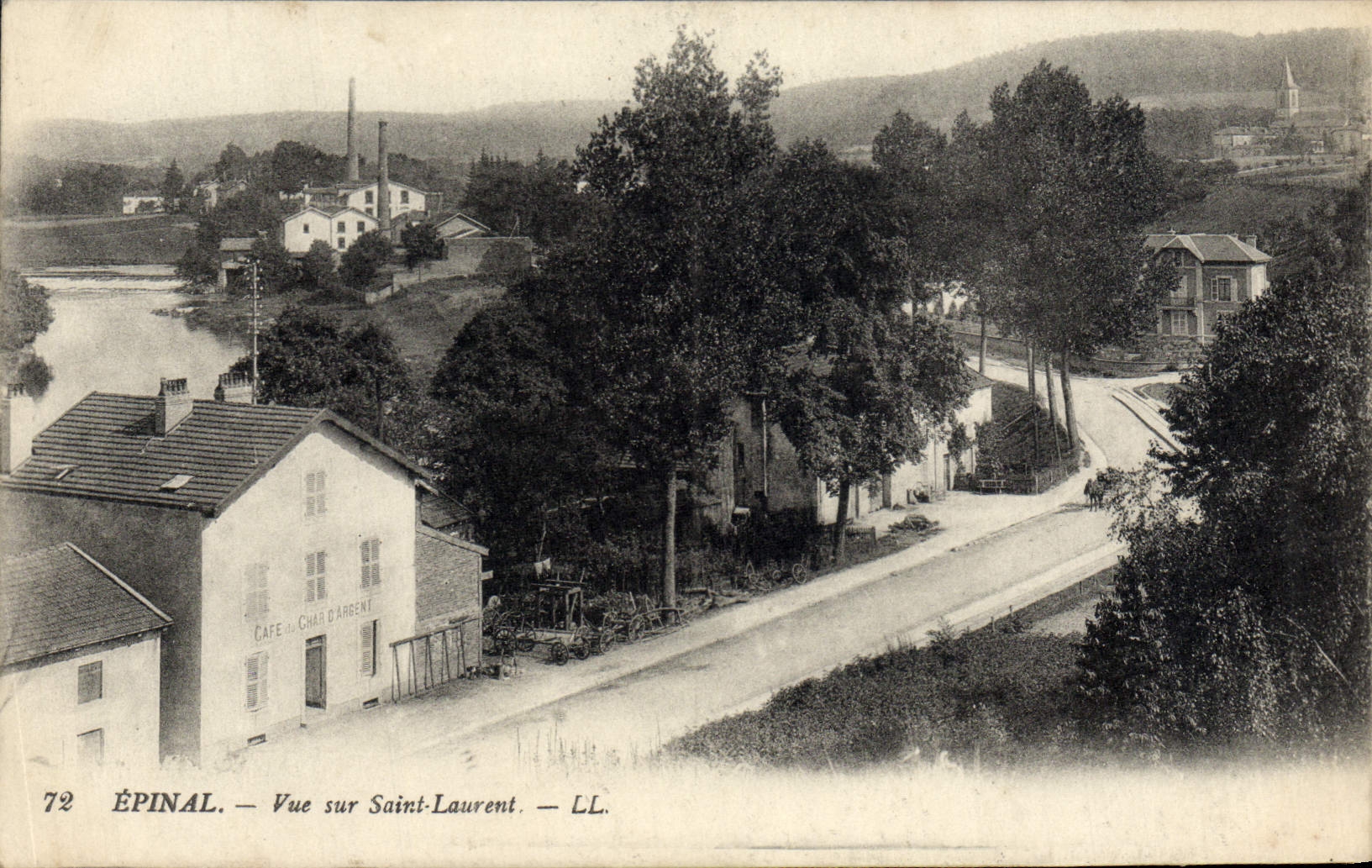 CPA Epinal Vue sur Saint Laurent Cafe du Char d'Argent