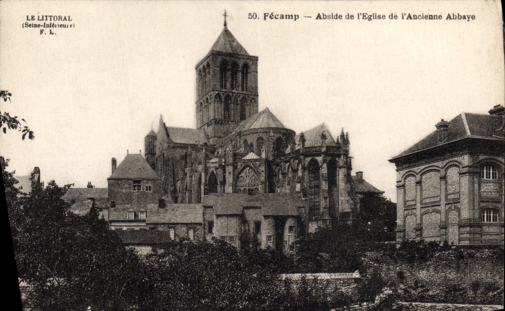 Apse de Fecamp de la POSTAL de la VENDIMIA de la iglesia del k de la abadía vieja