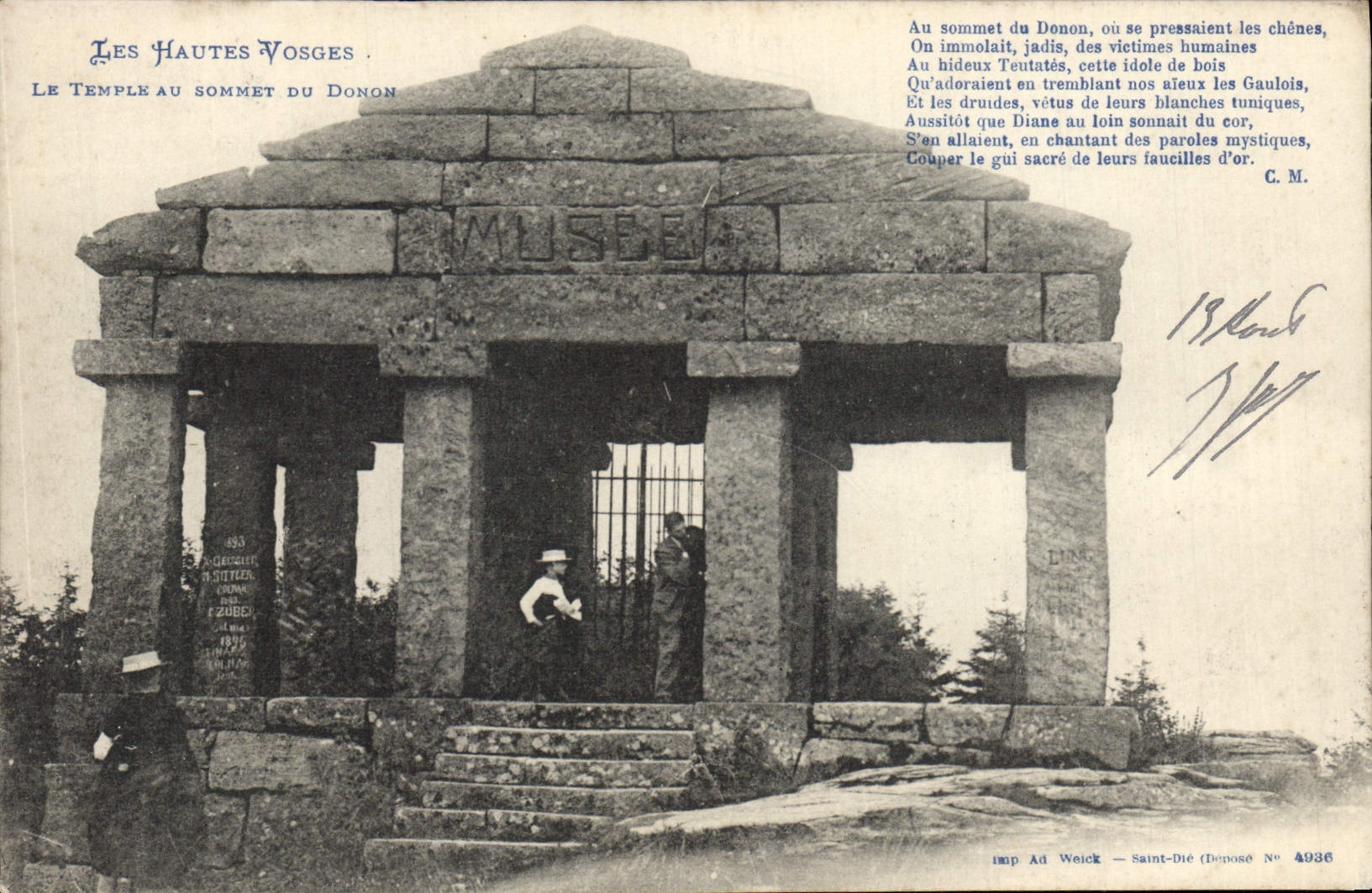 VINTAGE POSTCARD the Temple at the Top of Donon