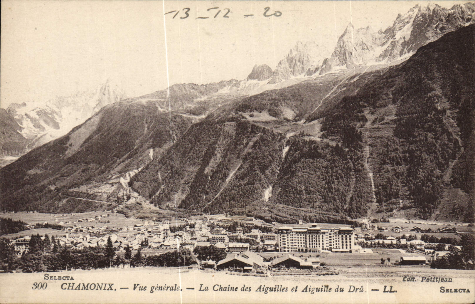 Opinión Cahine de Chamonix de la POSTAL de la VENDIMIA de las agujas y de los interruptores grueso