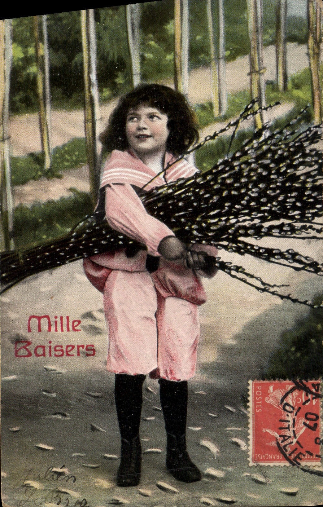 VINTAGE POSTCARD Fantasy Child Thousand Kisses