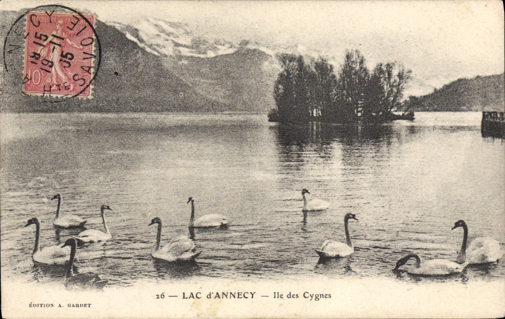 CPA Lac d'Annecy lle des Cygnes 