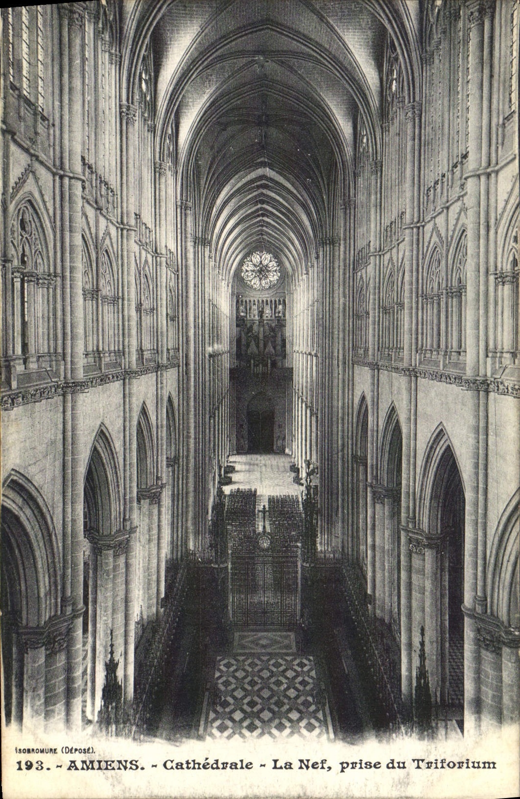 VINTAGE POSTCARD Amiens Cathedral the Nave taken of the Triforium