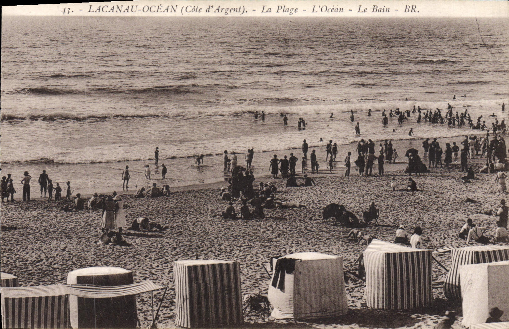 VINTAGE POSTCARD Lacanau Ocean the Beach the ocean the bath