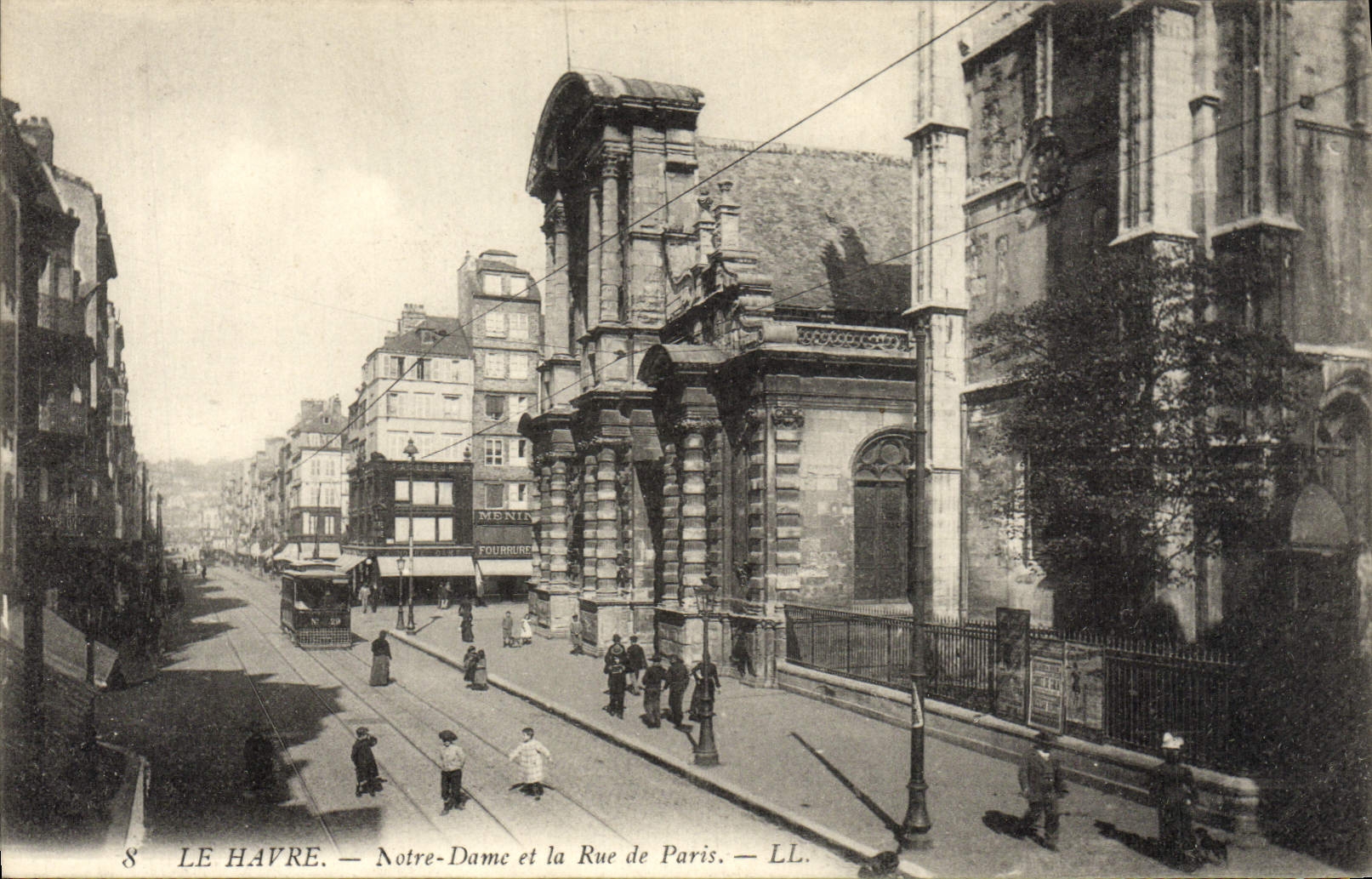 POSTAL Notre Dame Le Havre de la VENDIMIA y la calle de París